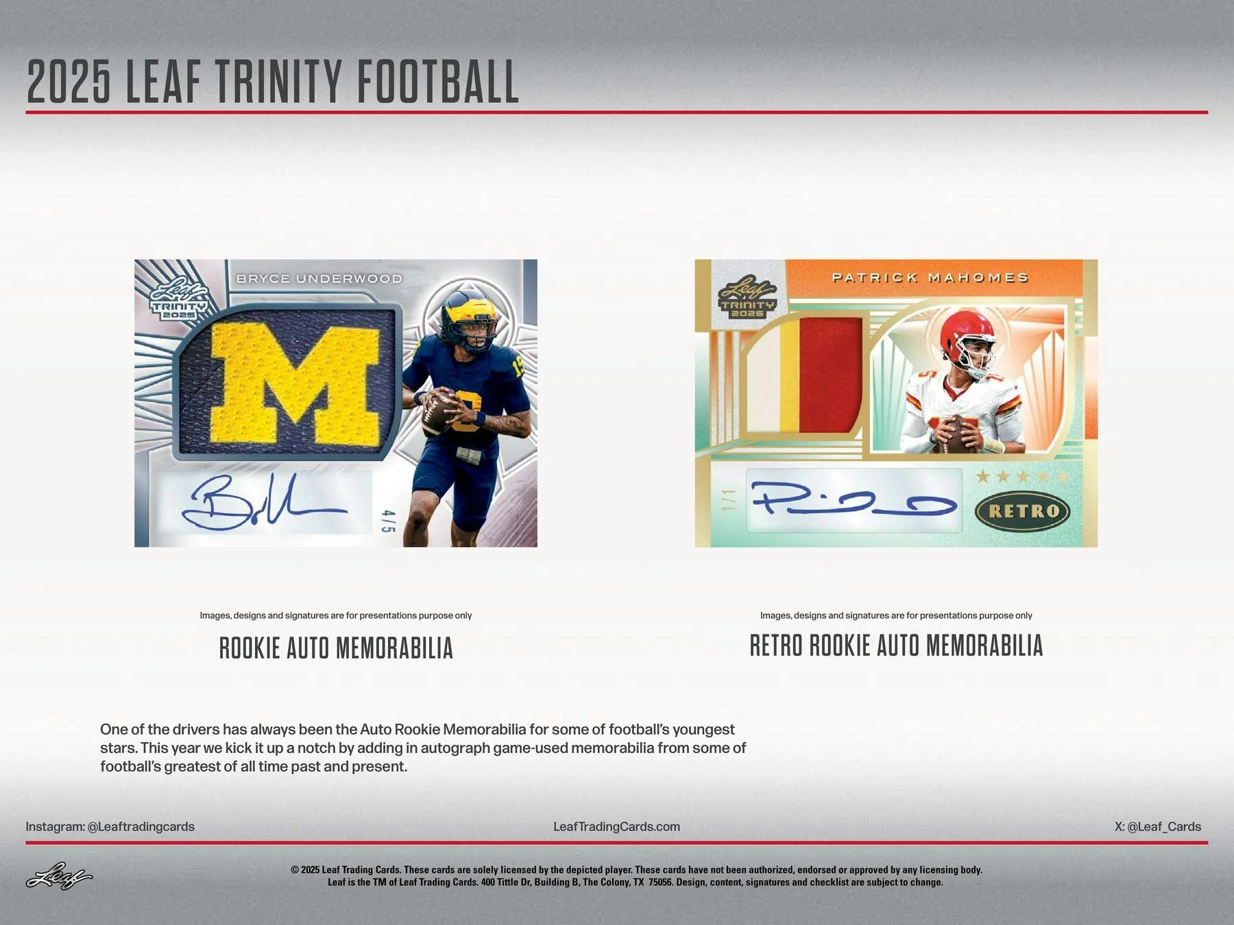2025 Leaf Trinity Football Hobby Box | Columbia Sports Cards - Image 3