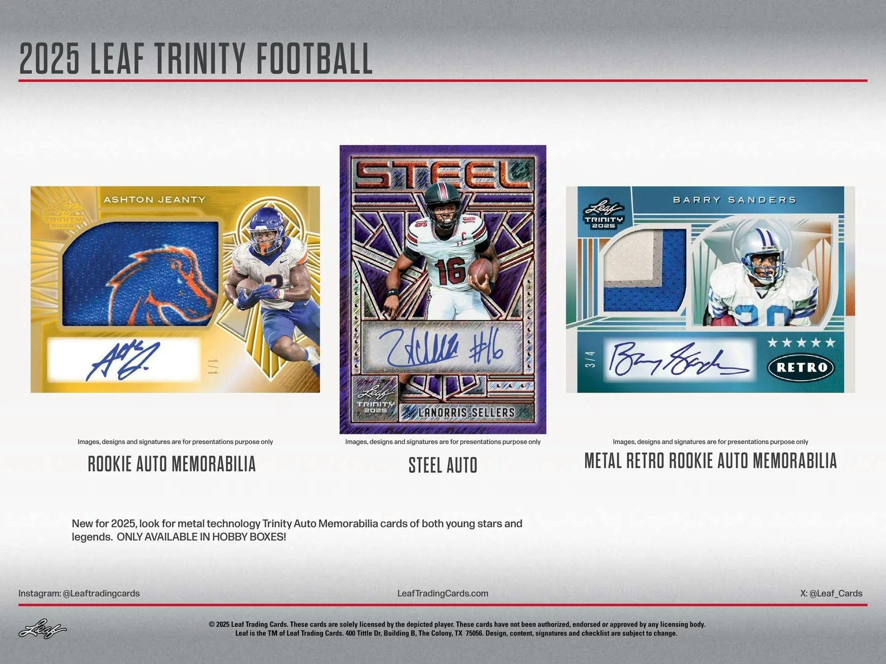 2025 Leaf Trinity Football Jumbo Hobby Box | Columbia Sports Cards - Image 5