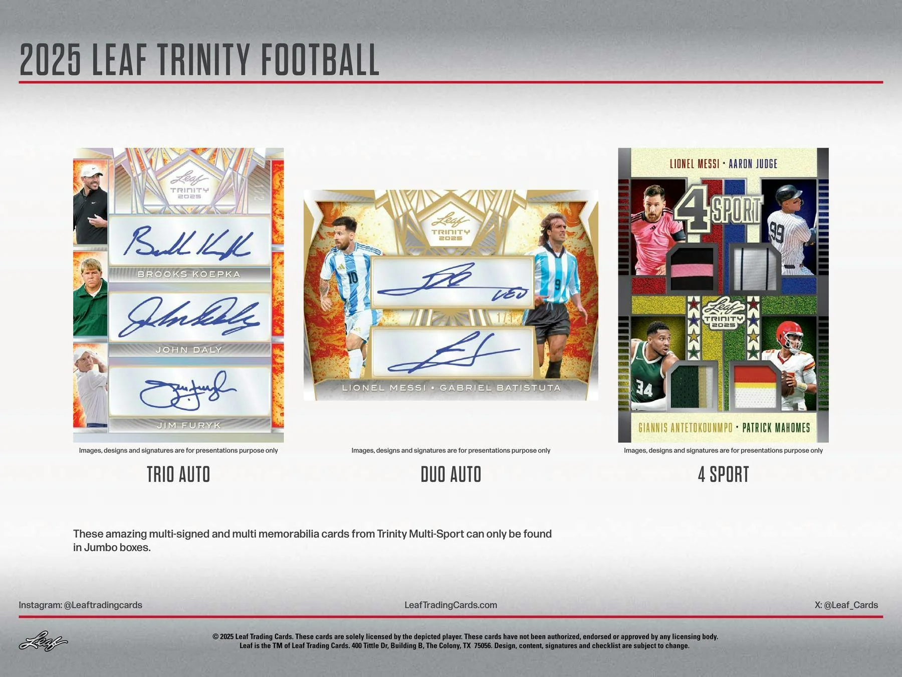 2025 Leaf Trinity Football Jumbo Hobby Box | Columbia Sports Cards - Image 8