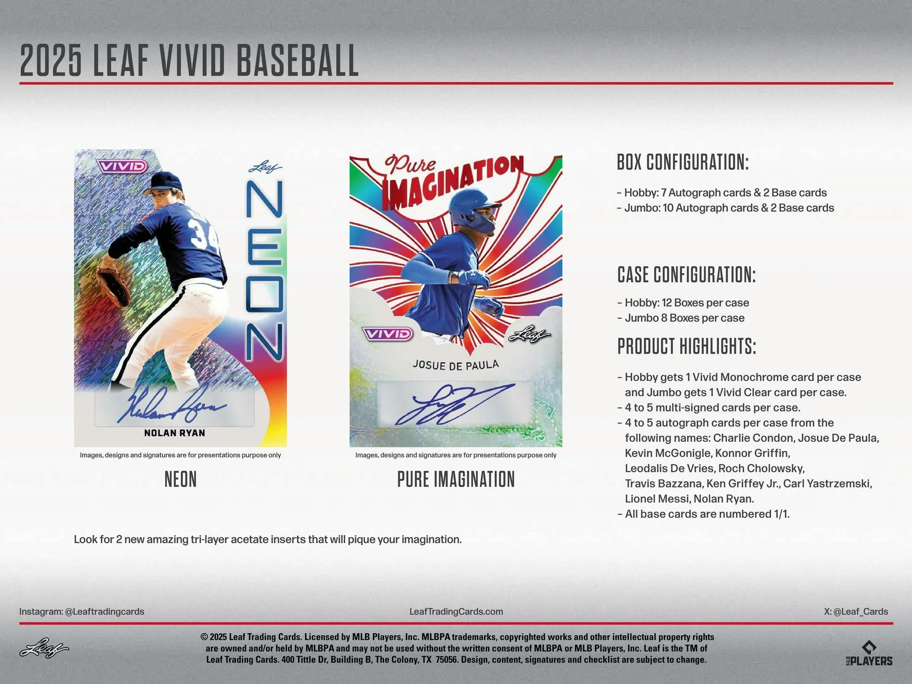 2025 Leaf Vivid Baseball Hobby Box | Columbia Sports Cards - Image 7