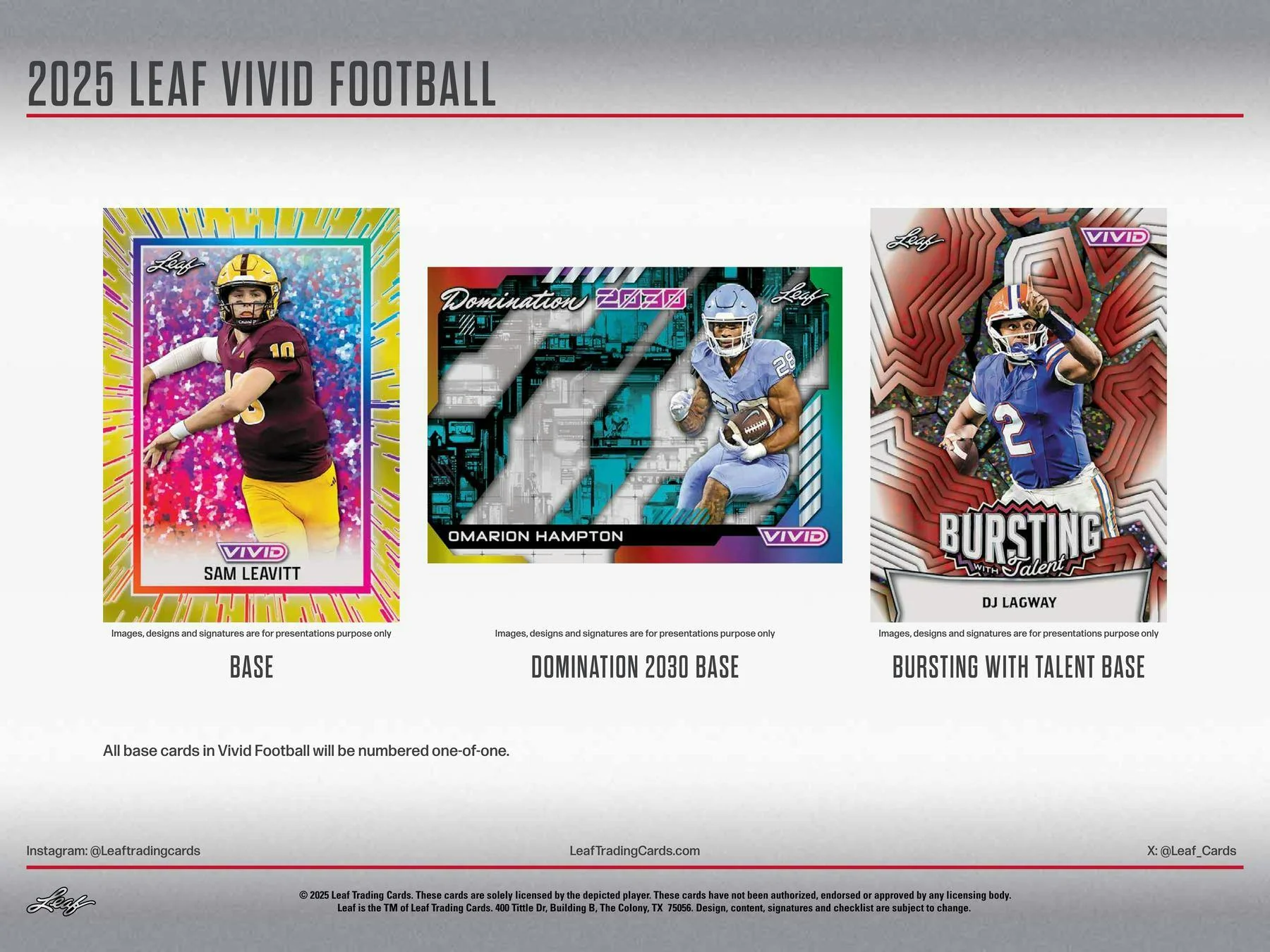 2025 Leaf Vivid Football Hobby Box | Columbia Sports Cards - Image 5