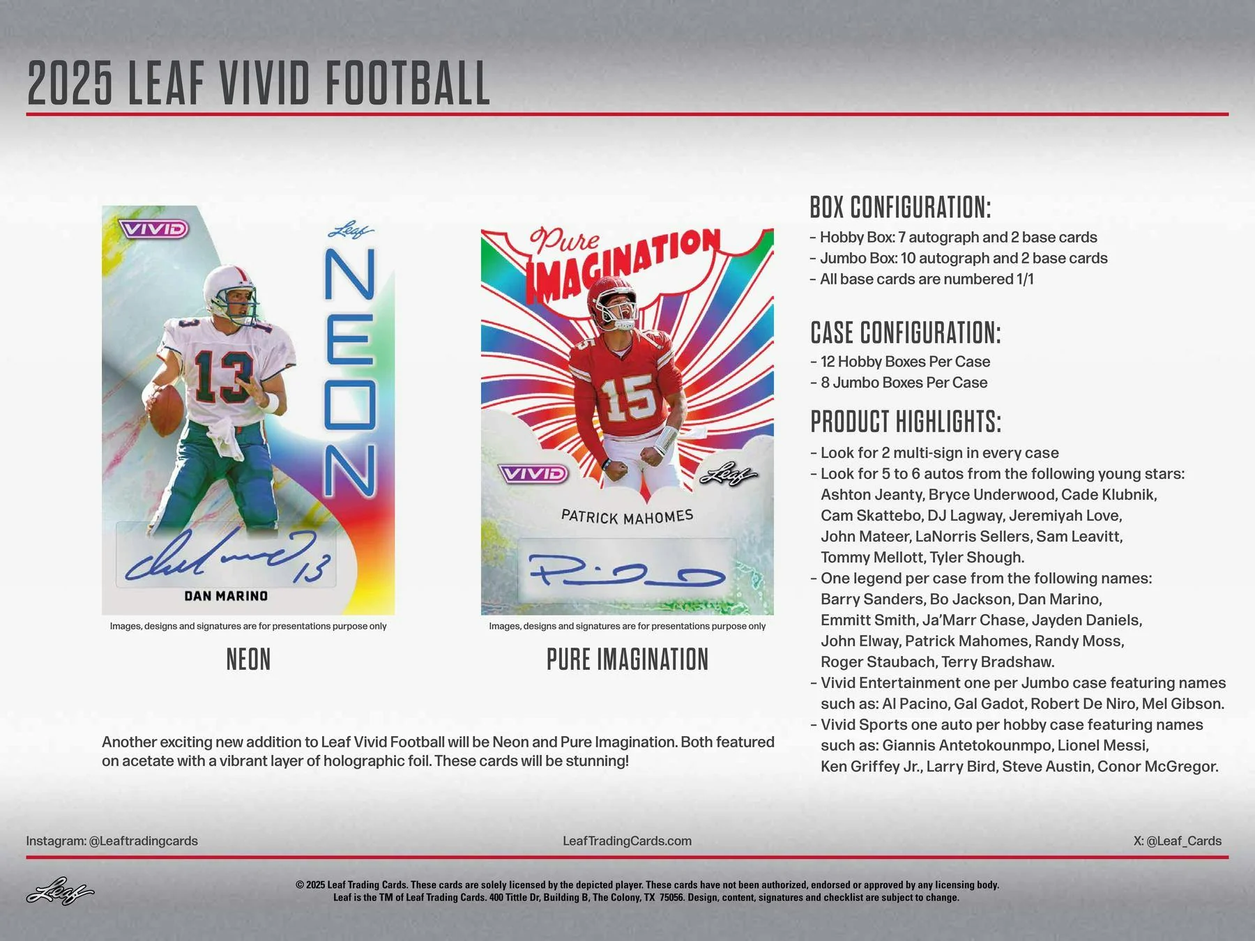 2025 Leaf Vivid Football Hobby Box | Columbia Sports Cards - Image 8