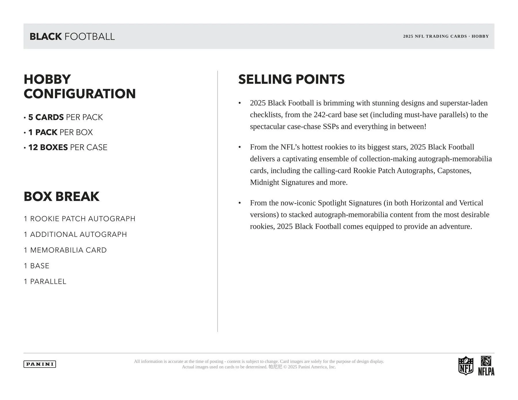 2025 Panini Black Football Hobby Box | Columbia Sports Cards - Image 6
