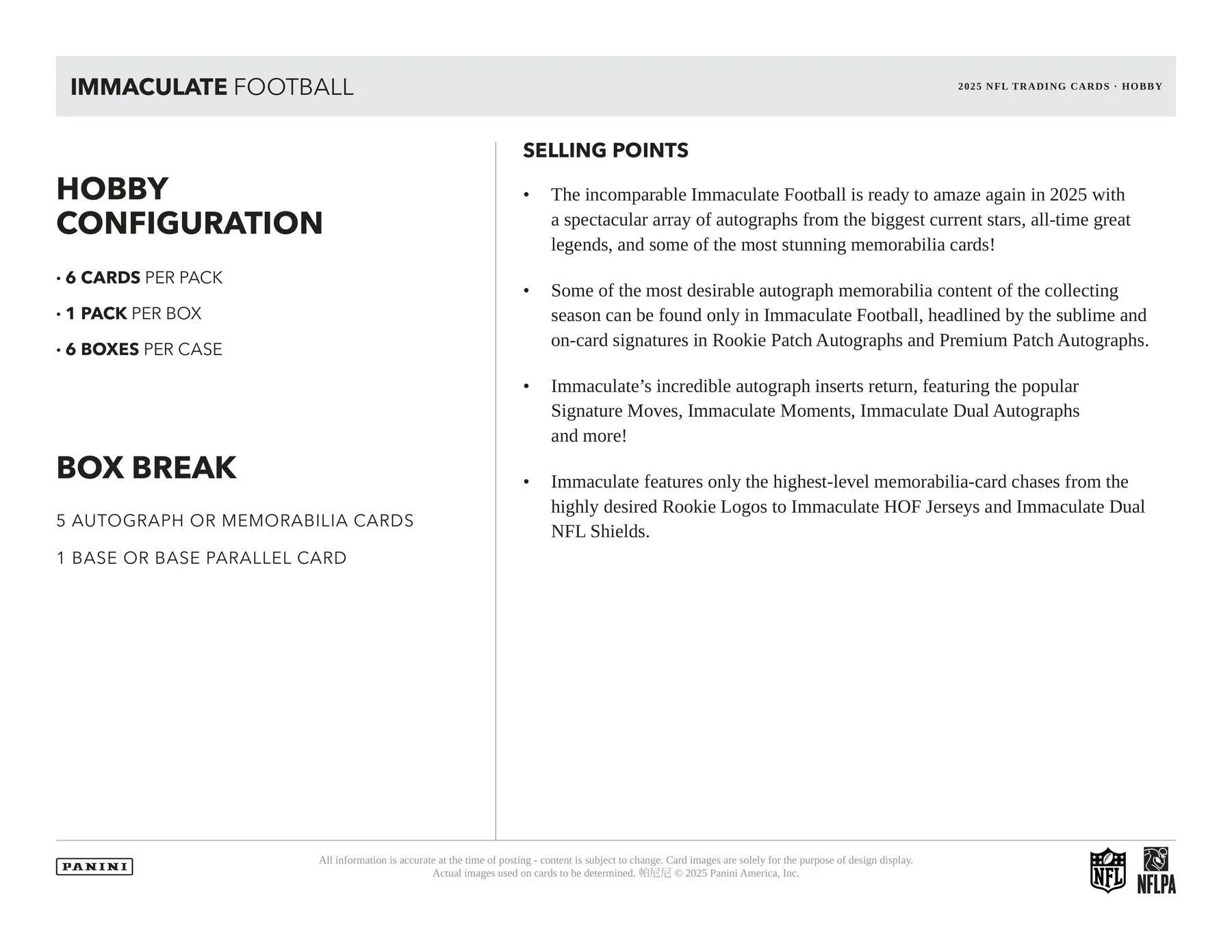 2025 Panini Immaculate Football Hobby Box | Columbia Sports Cards - Image 7