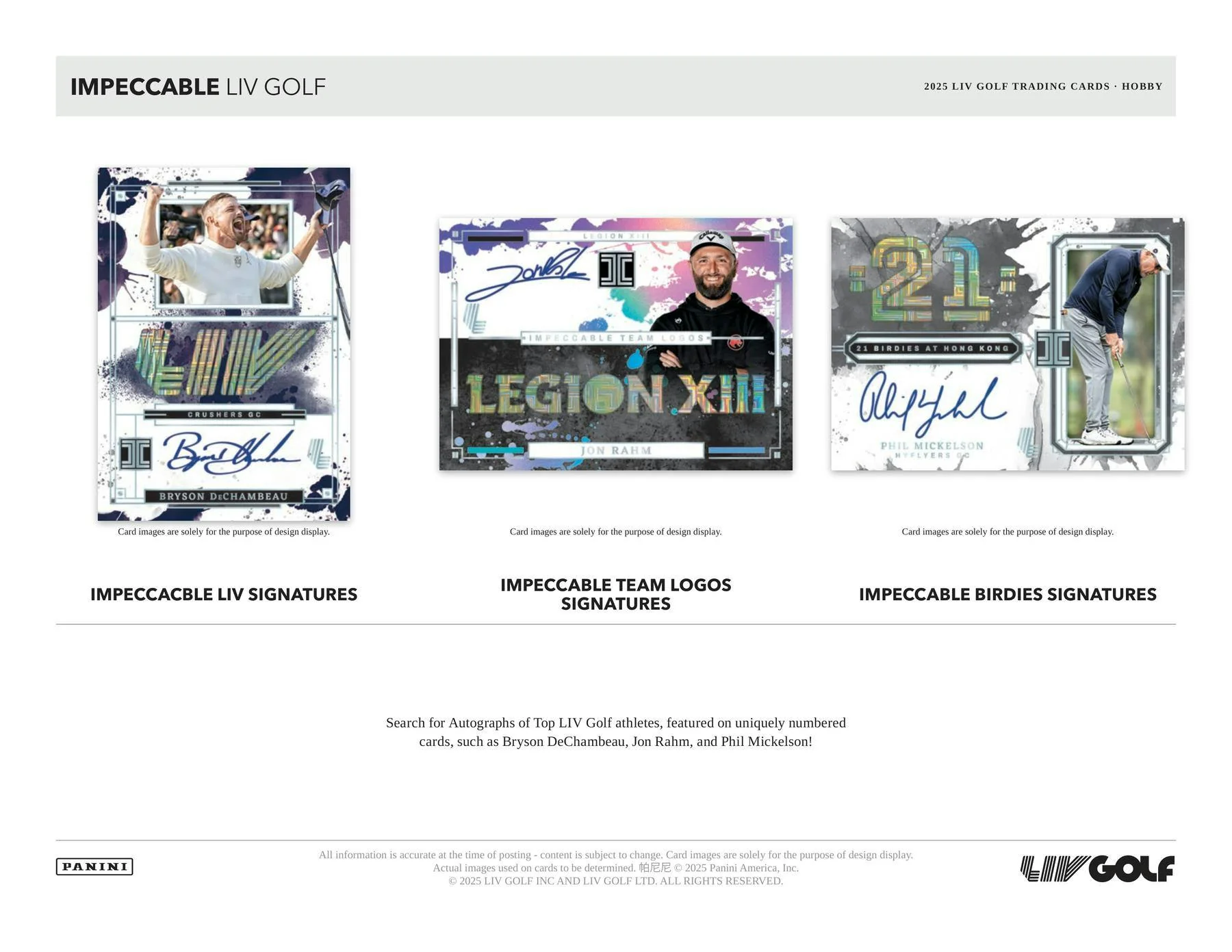 2025 Panini Impeccable LIV Golf Hobby Box | Columbia Sports Cards - Image 2