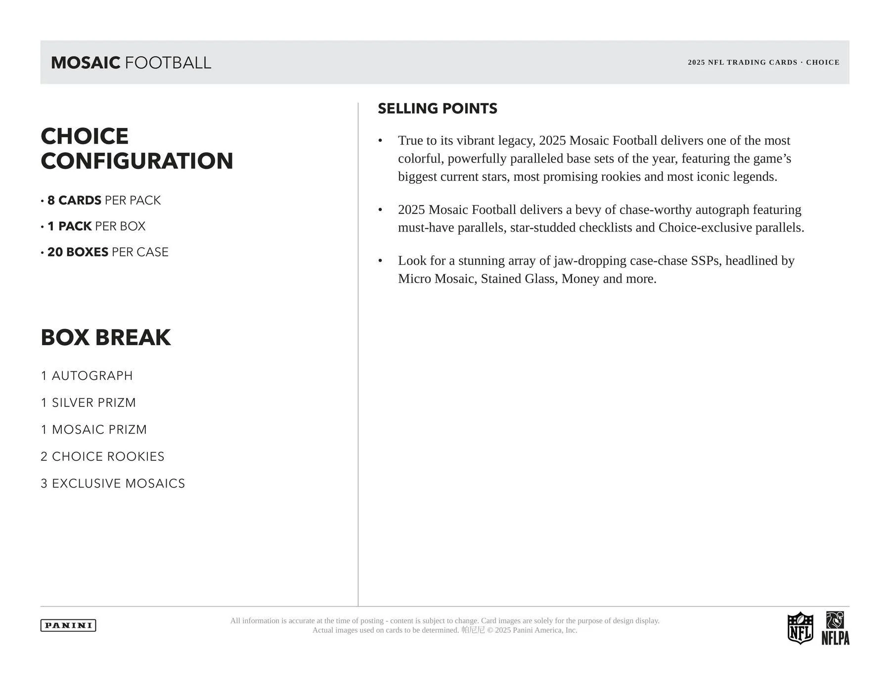 2025 Panini Mosaic Football Choice Box | Columbia Sports Cards - Image 5