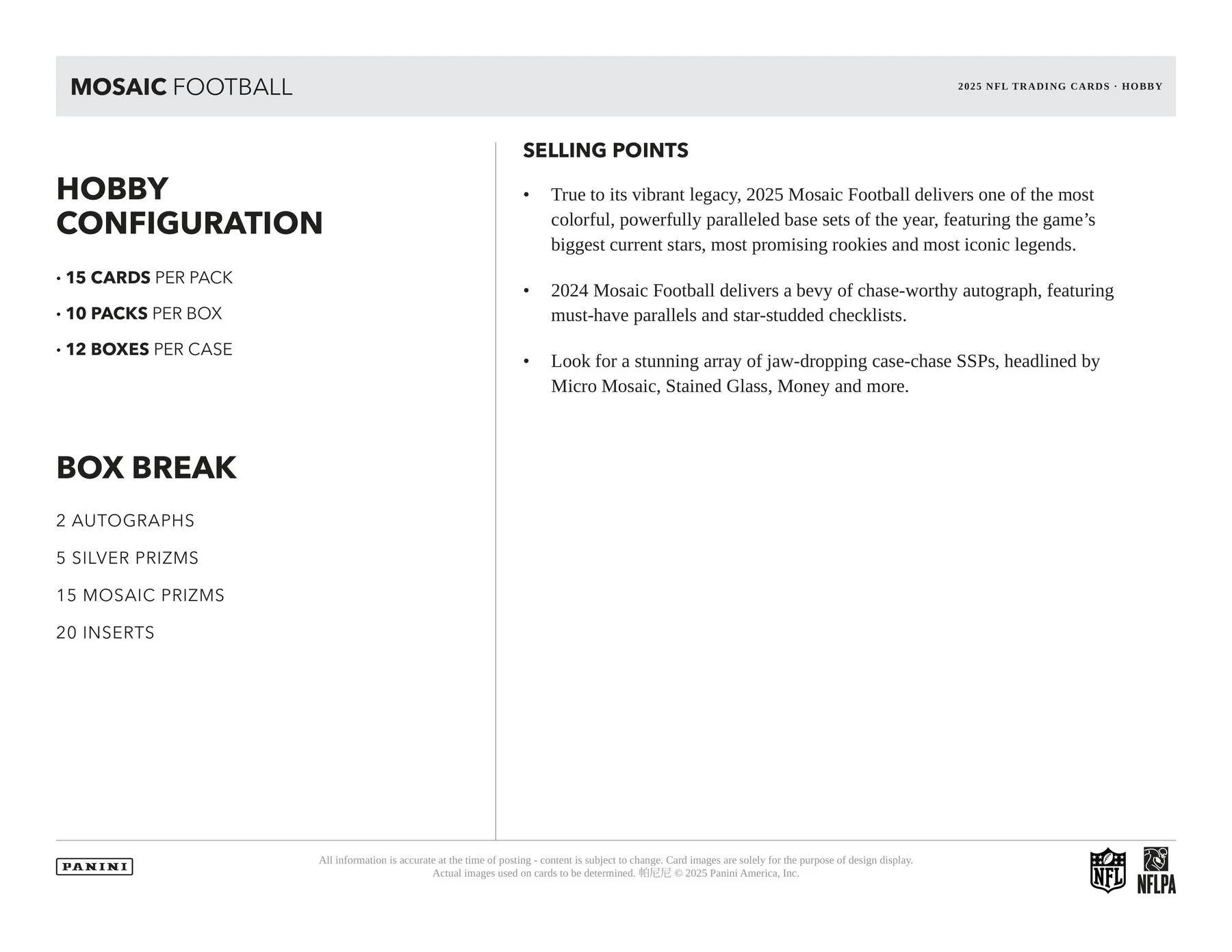 2025 Panini Mosaic Football Hobby Box | Columbia Sports Cards - Image 6