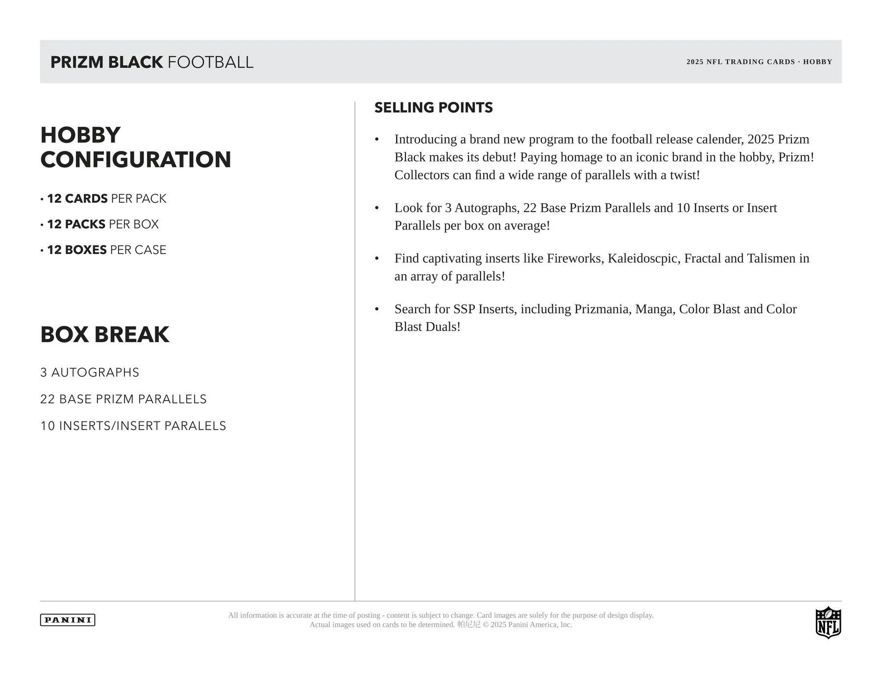 2025 Panini Prizm Black Football Hobby Box | Columbia Sports Cards - Image 6