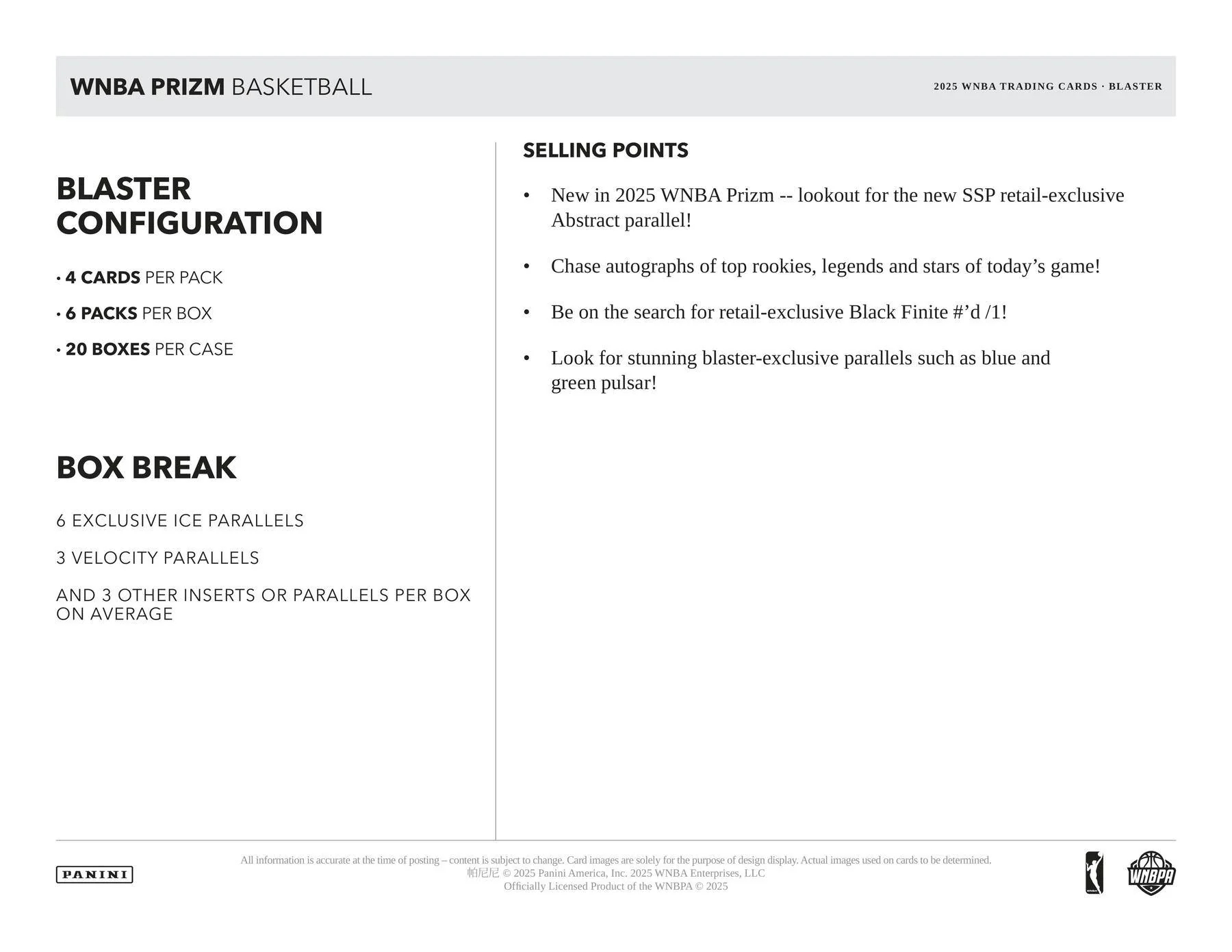 2025 Panini Prizm WNBA Basketball 6-Pack Blaster Box (Ice Prizms) | Columbia Sports Cards - Image 3