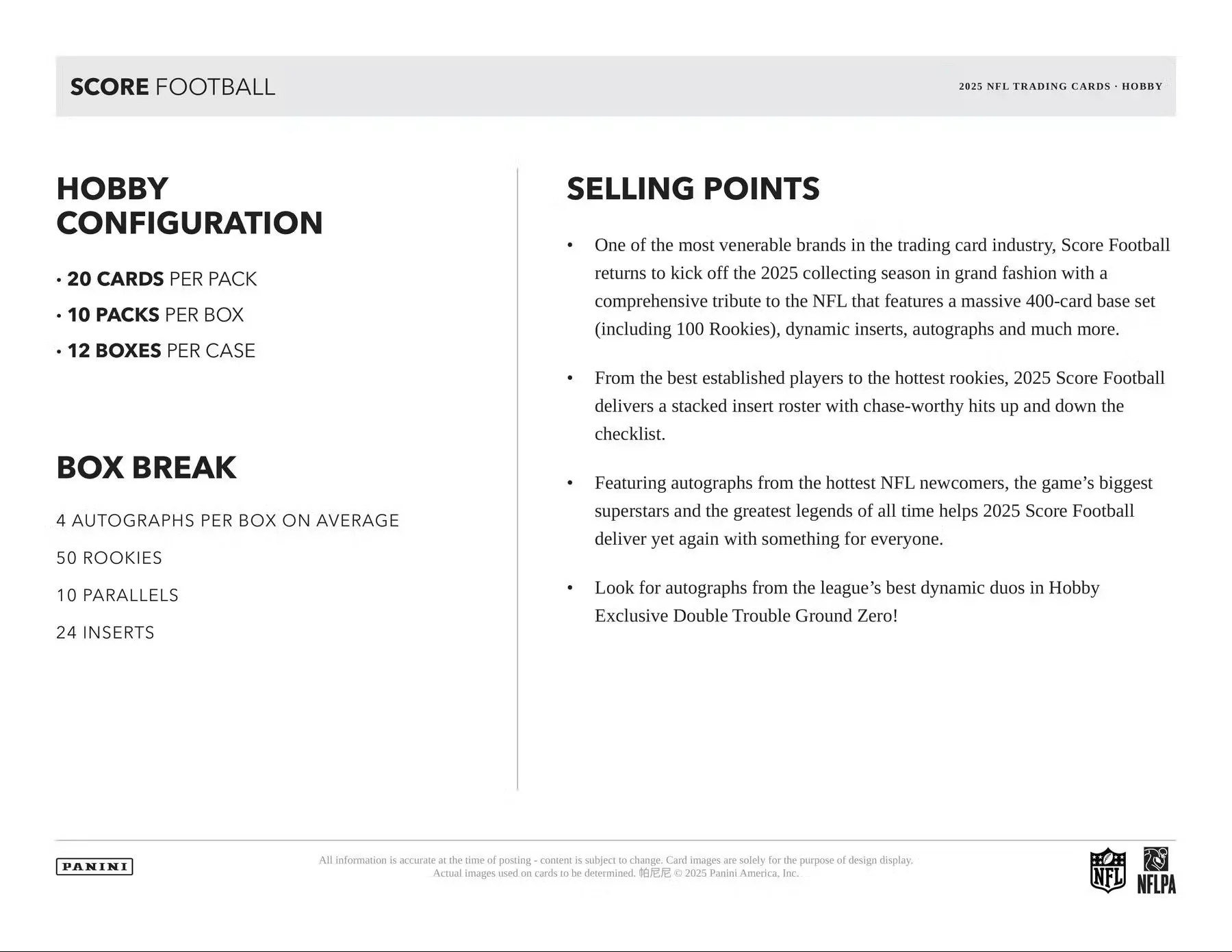 2025 Panini Score Football Hobby Box | Columbia Sports Cards & More - Image 7
