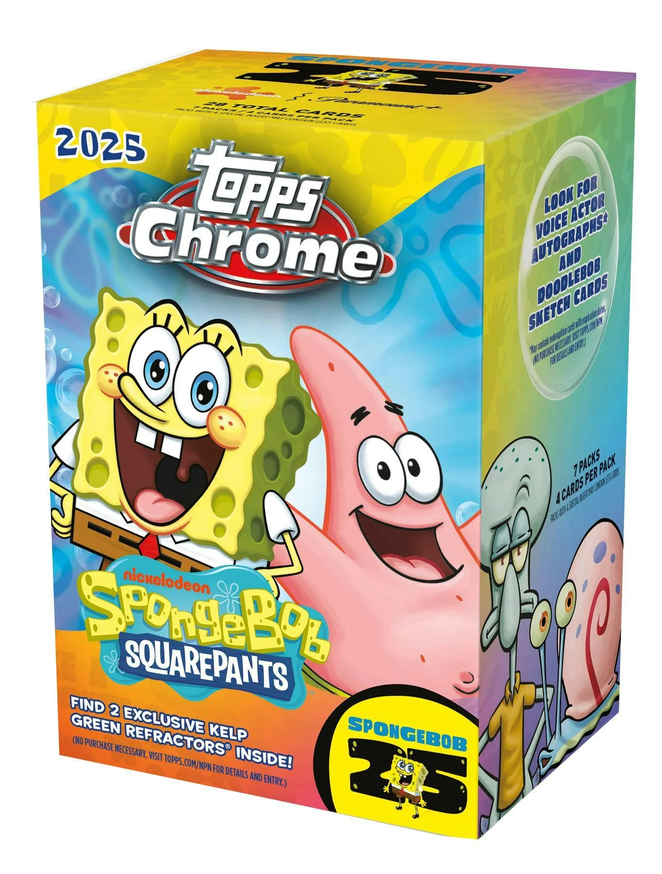 2025 Topps Chrome SpongeBob Squarepants 25th Anniversary 7-Pack Blaster Box | Columbia Sports Cards