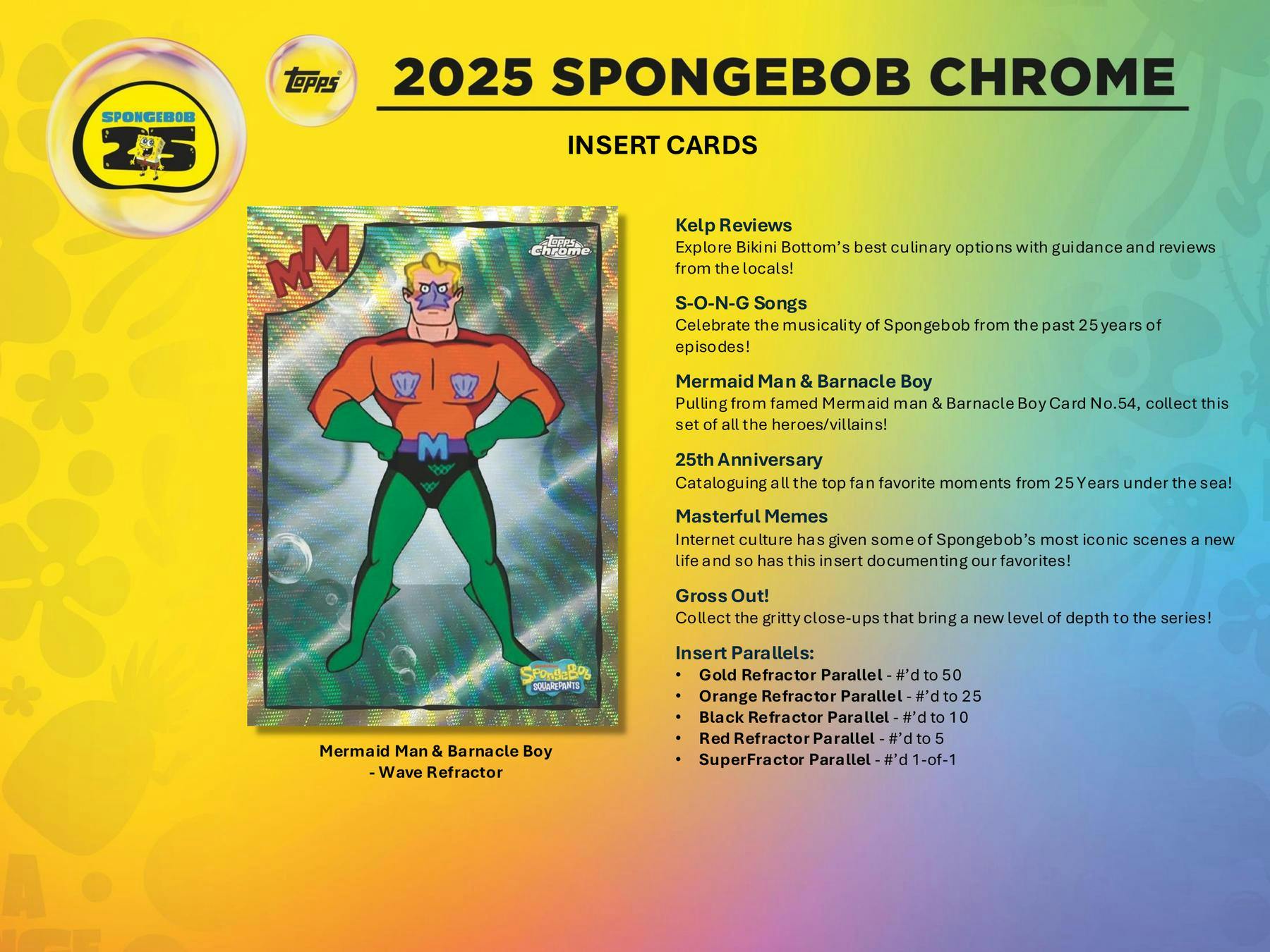 2025 Topps Chrome SpongeBob Squarepants 25th Anniversary 7-Pack Blaster Box | Columbia Sports Cards - Image 6