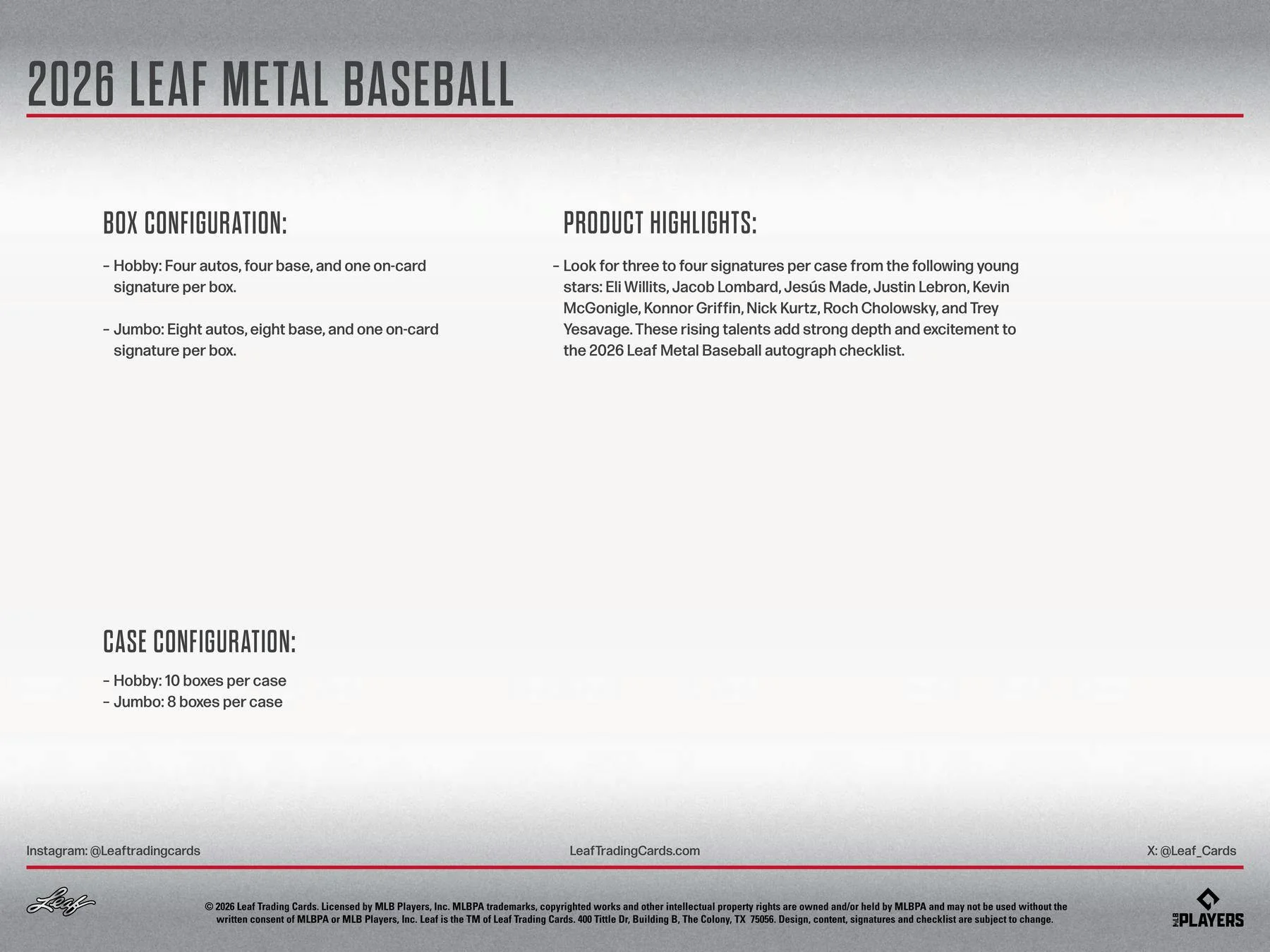 2026 Leaf Metal Baseball Jumbo Hobby Box | Columbia Sports Cards - Image 8