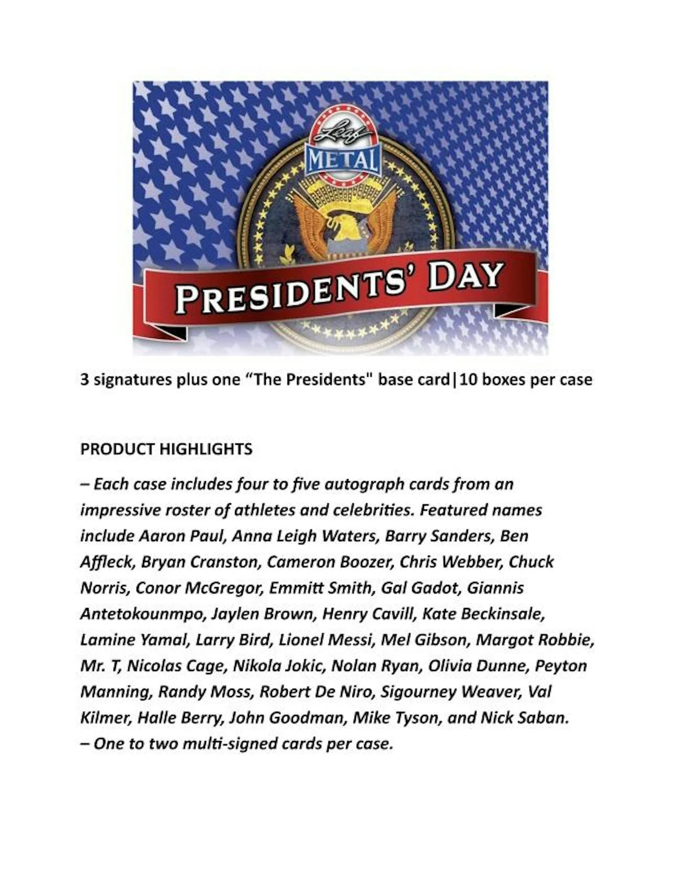 2026 Leaf Metal Presidents' Day Hobby Box | Columbia Sports Cards - Image 3