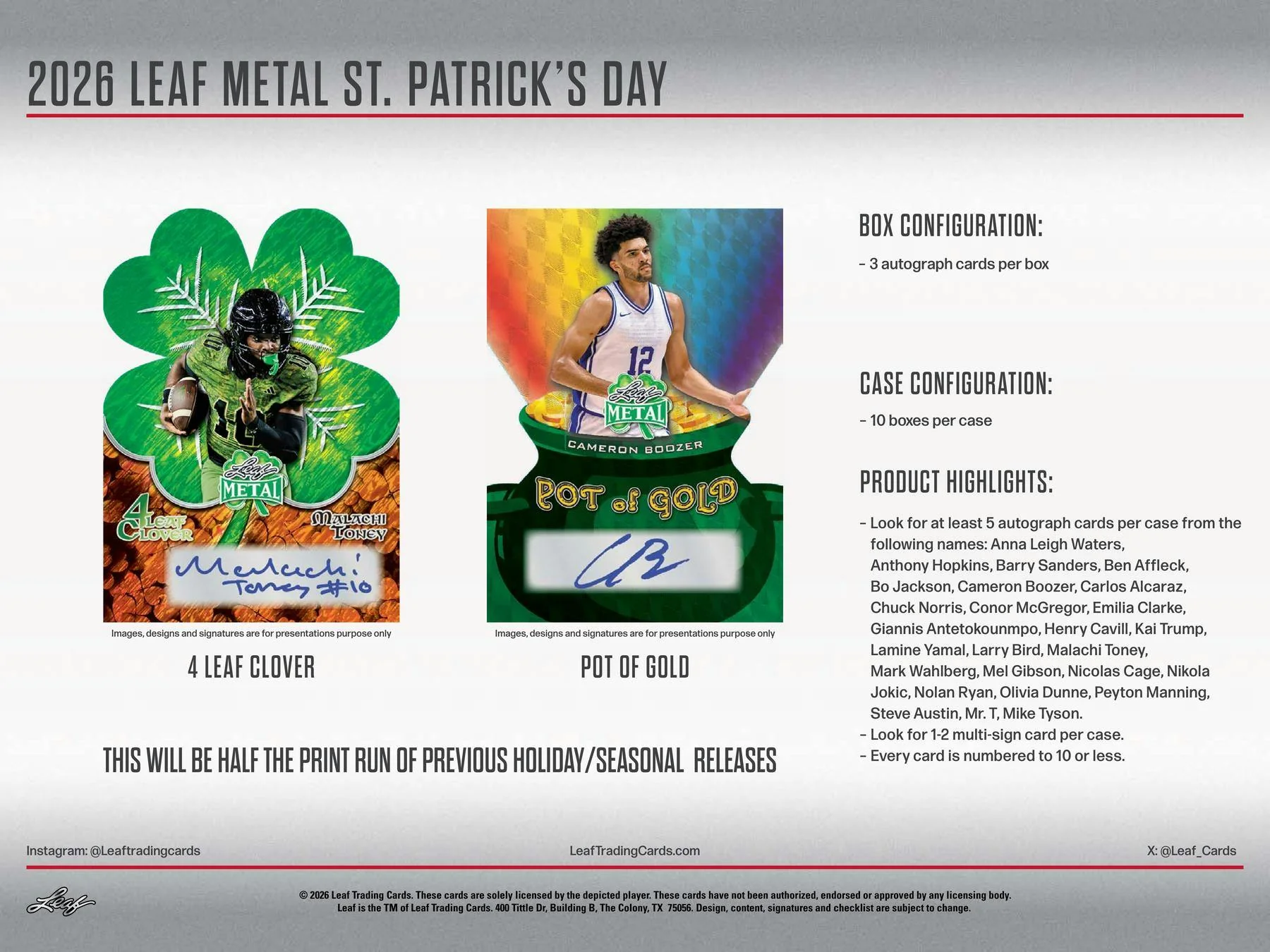 2026 Leaf Metal St. Patrick's Day Hobby Box | Columbia Sports Cards - Image 5