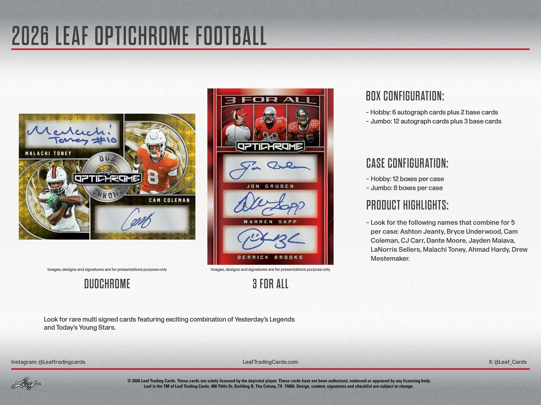 2026 Leaf Optichrome Football Hobby Box | Columbia Sports Cards - Image 5