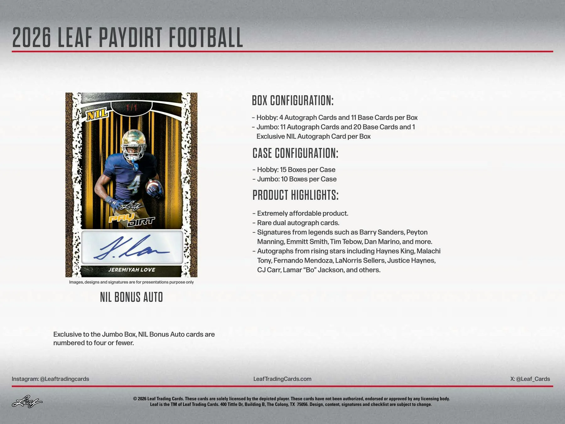 2026 Leaf Paydirt Football Hobby Jumbo Box | Columbia Sports Cards - Image 7