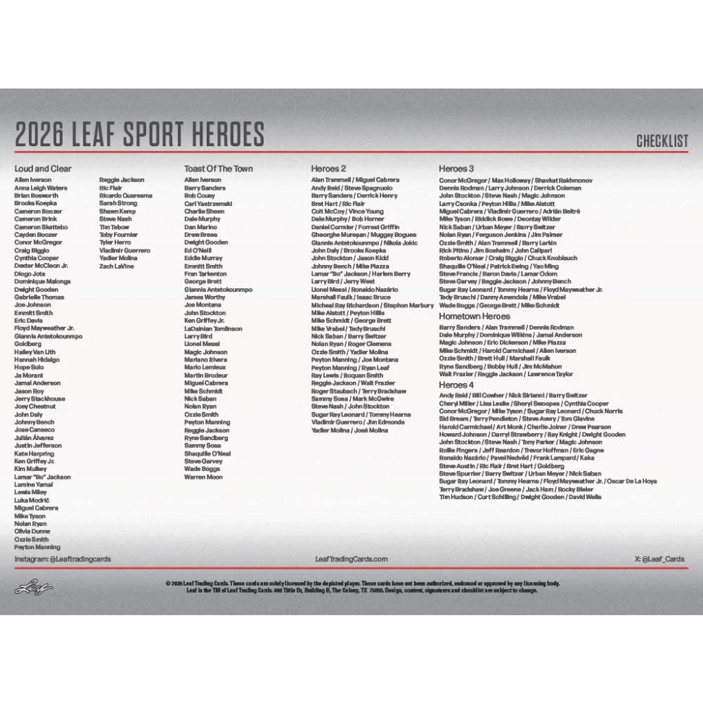 2026 Leaf Metal Sport Heroes Hobby Box | Columbia Sports Cards - Image 10
