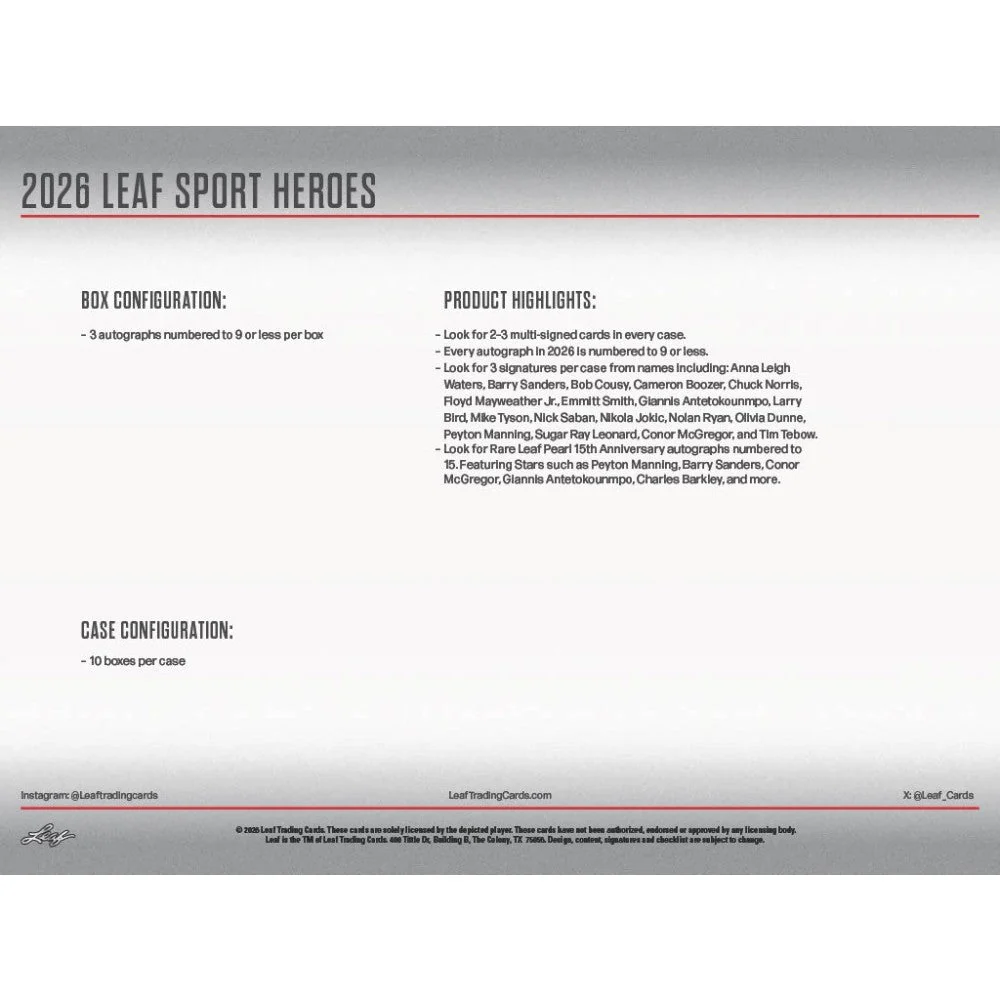 2026 Leaf Metal Sport Heroes Hobby Box | Columbia Sports Cards - Image 8