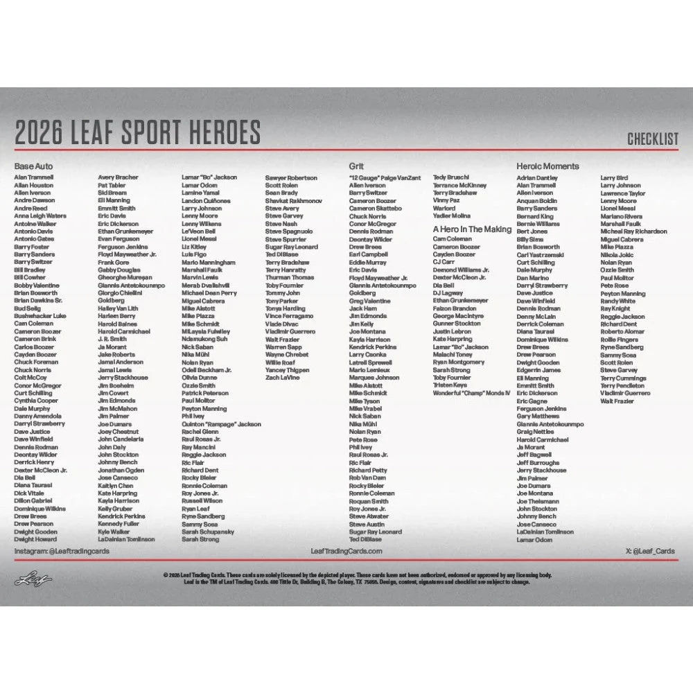 2026 Leaf Metal Sport Heroes Hobby Box | Columbia Sports Cards - Image 9