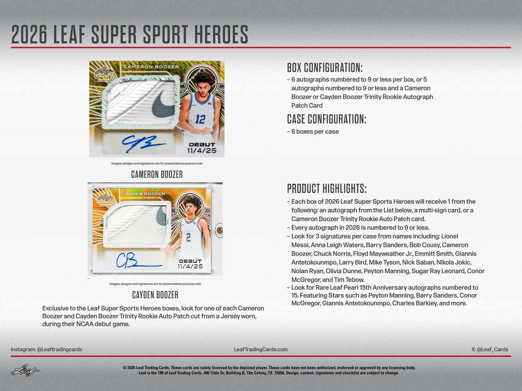 2026 Leaf Metal Super Sport Heroes Box | Columbia Sports Cards - Image 3