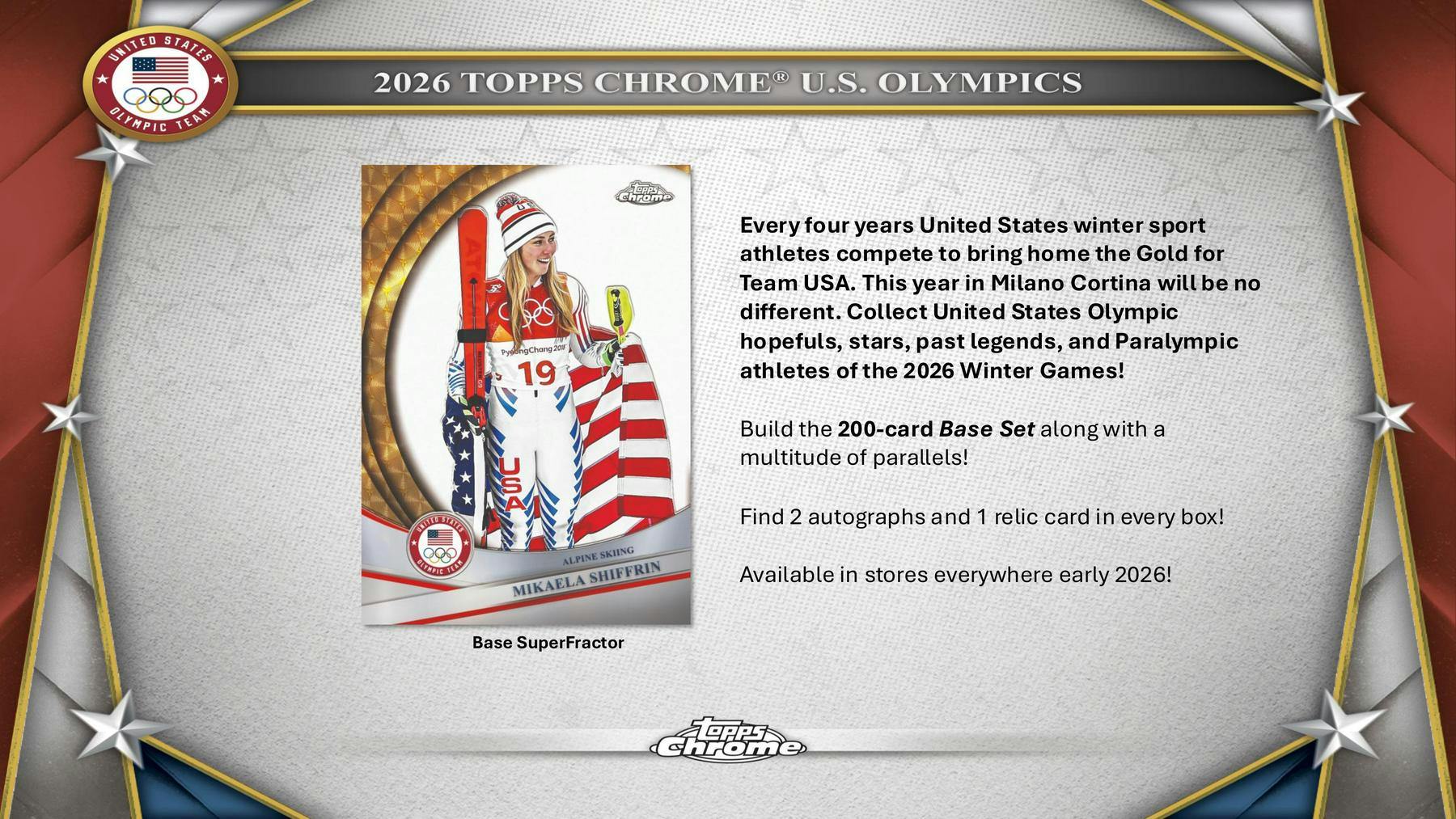 2026 Topps Chrome U.S. Olympics 7-Pack Blaster Box | Columbia Sports Cards - Image 2