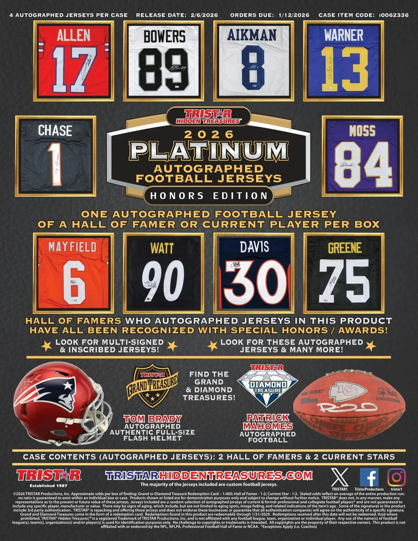 2026 TriStar Platinum Honors Edition Autographed Football Jersey Box | Columbia Sports Cards - Image 2