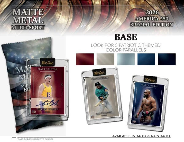 2026 Wild Card Matte Metal America 250 Multi-Sport Hobby Box | Columbia Sports Cards - Image 6