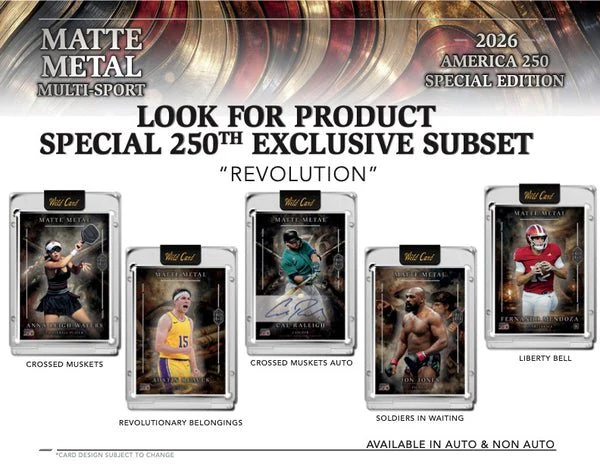 2026 Wild Card Matte Metal America 250 Multi-Sport Hobby Box | Columbia Sports Cards - Image 8