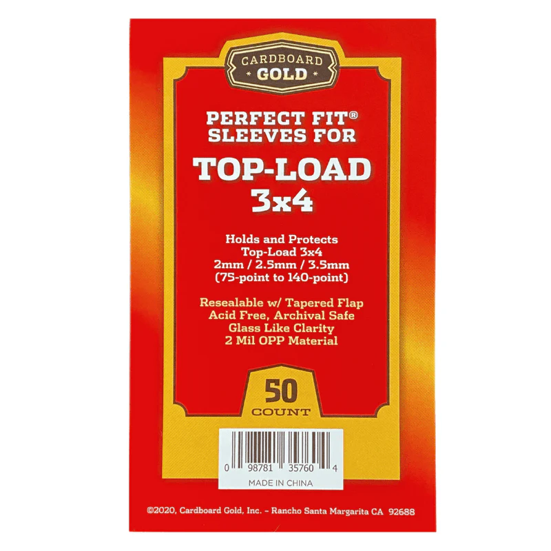 50ct Perfect Fit Graded Cards Sleeves - 75pt-140pt Size - Cardboard Gold