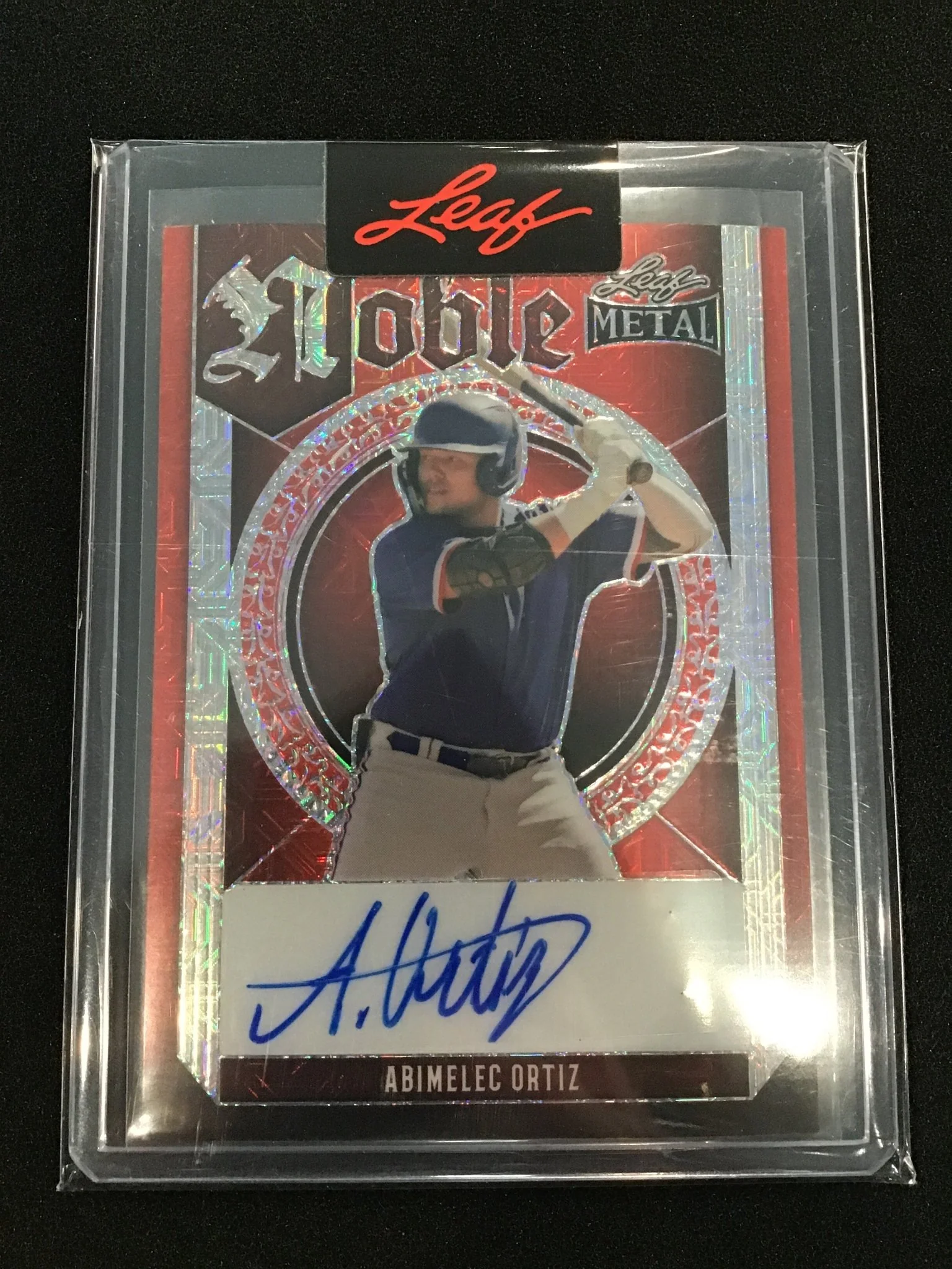 Abimelec Ortiz 2023 Leaf Metal Noble Auto Red Pulsar Pre-Production Proof 1/1