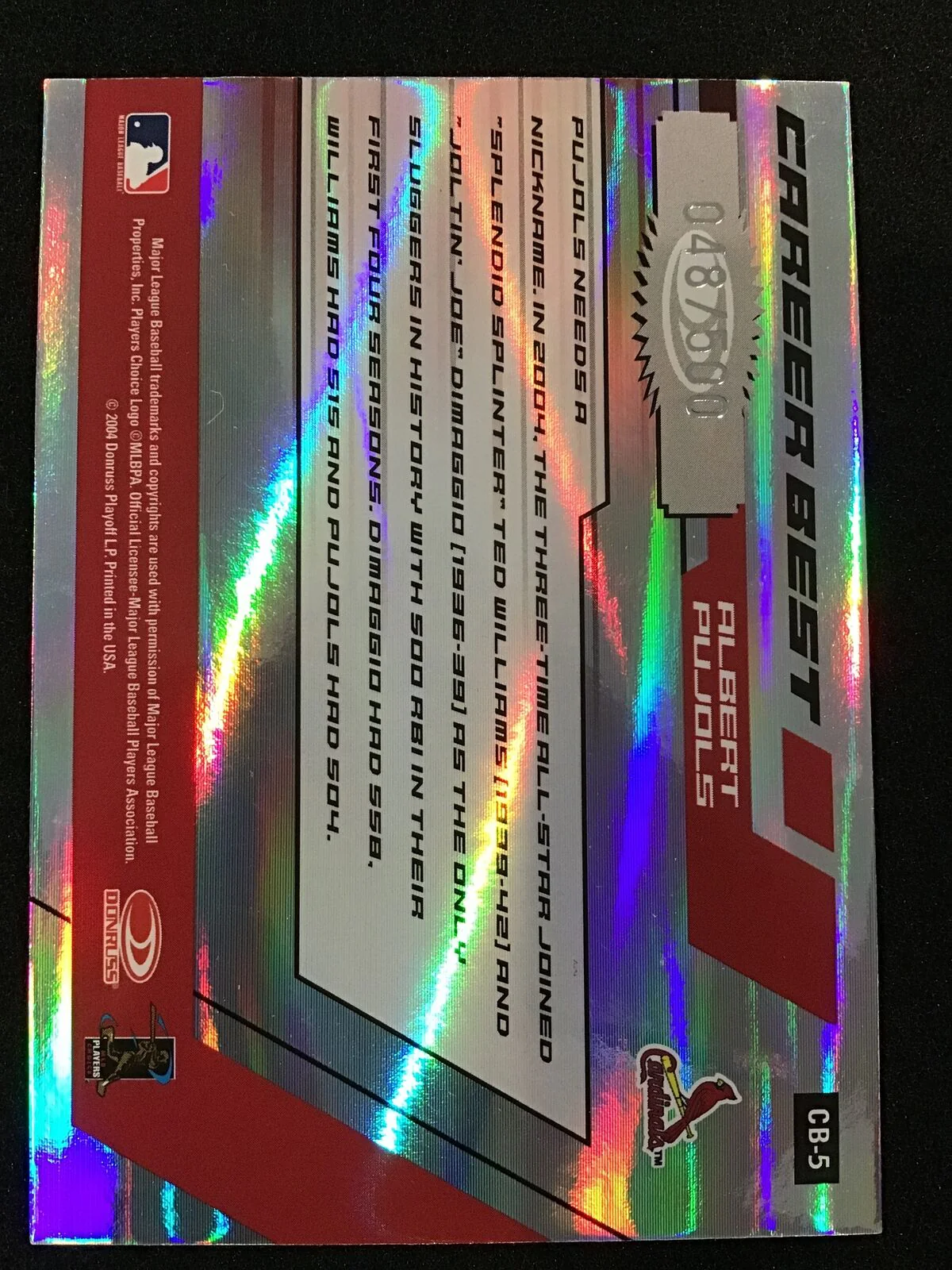 Albert Pujols 2004 Donruss Elite Extra Edition All-Stars /500 SP Cardinals - Image 2