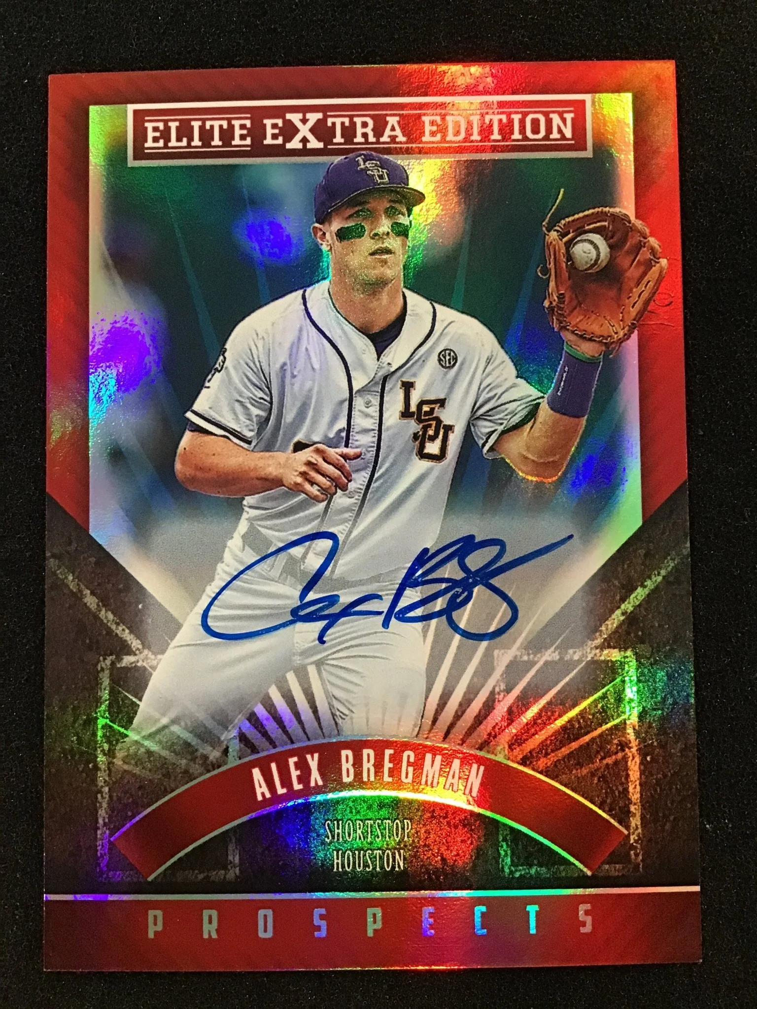 Alex Bregman 2015 Panini Elite Extra Edition 3 Red AU - Houston Astros