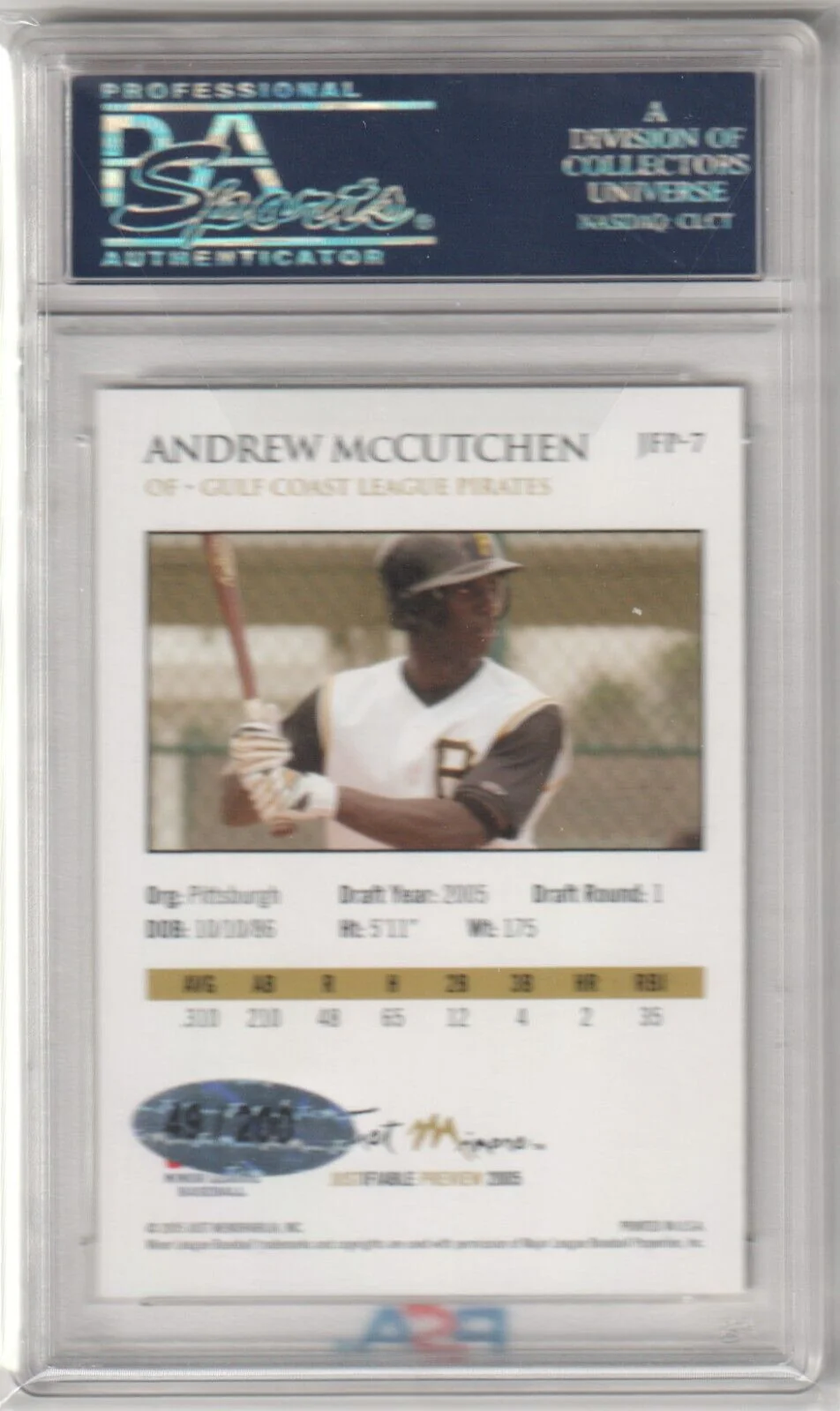 ANDREW McCUTCHEN 2005 Justifiable Autograph Auto RC Rookie PSA 10 GEM MINT #/200 - Image 2