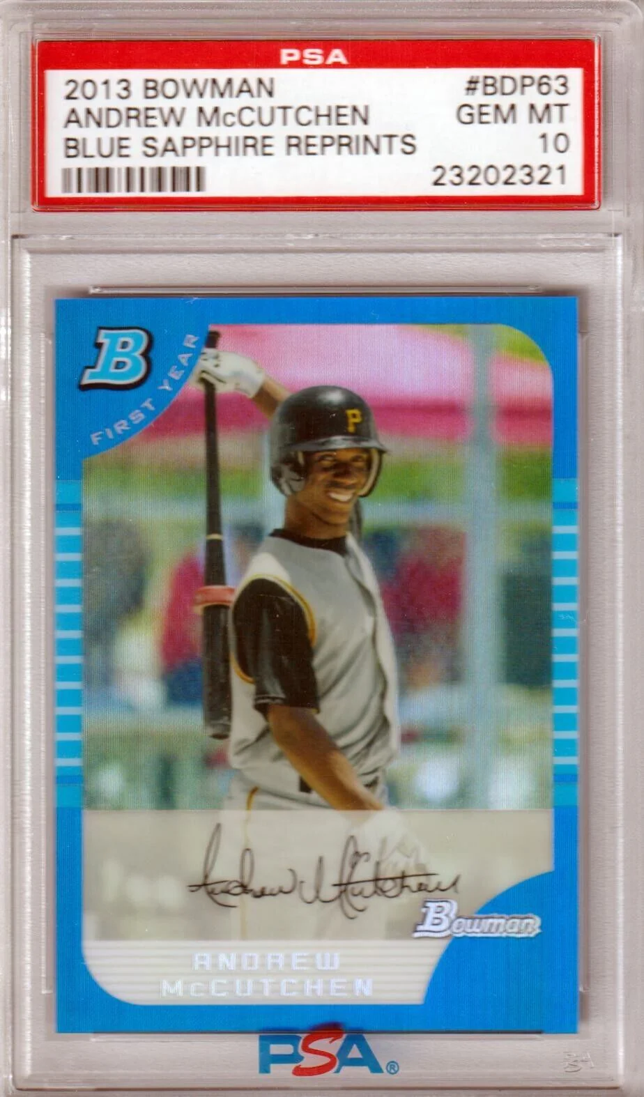 ANDREW McCUTCHEN 2013 Bowman 1st Blue Sapphire #BDP63 PSA 10 GEM MINT - PIRATES