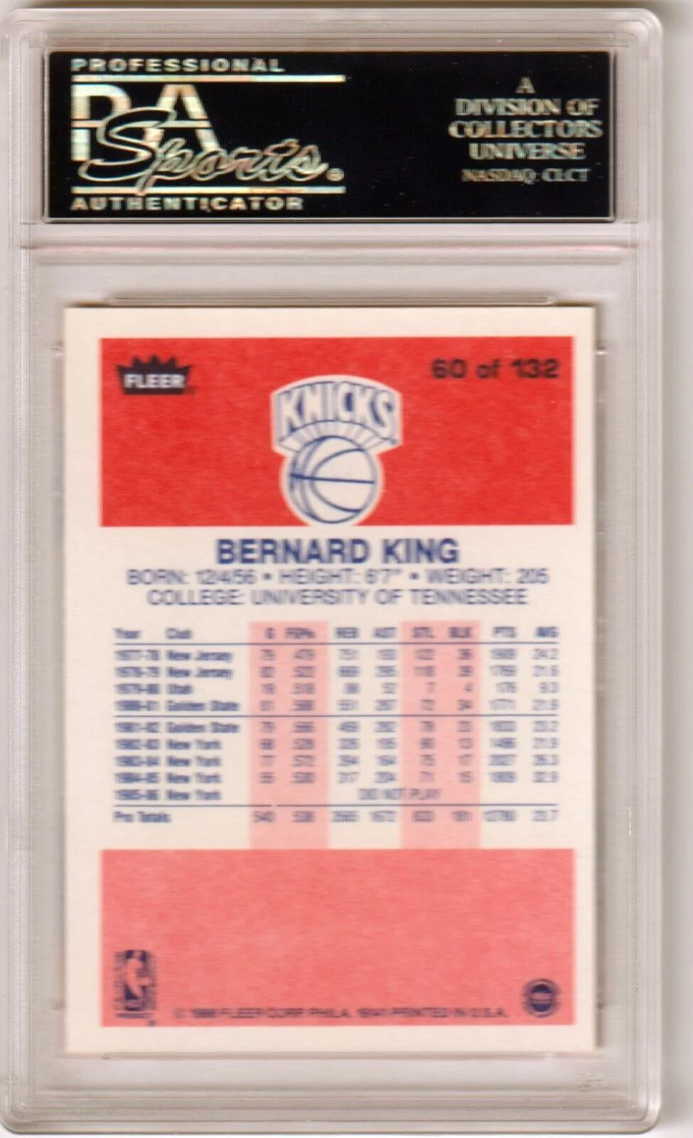BERNARD KING 1986-87 Fleer #60 PSA 9 MINT - KNICKS - Image 2