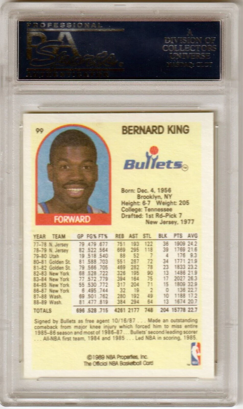 BERNARD KING 1990-91 Hoops Superstars #99 PSA 10 GEM MINT - BULLETS - Image 2