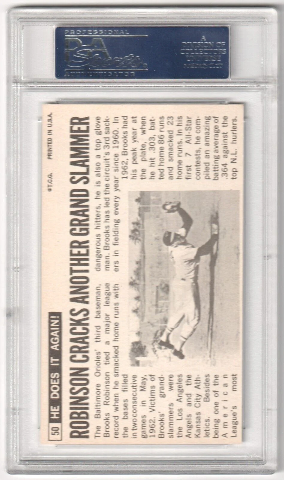 BROOKS ROBINSON 1964 Topps Giants #50 PSA 8 NM-MT - ORIOLES - Image 2