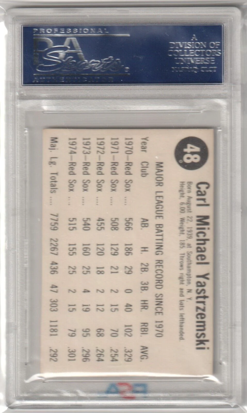 CARL YASTRZEMSKI 1975 Hostess #48 PSA 6 EX-MT - RED SOX - Image 2