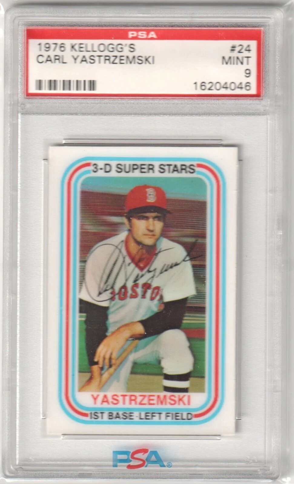 CARL YASTRZEMSKI 1976 Kellogg's 3-D Super Stars #24 PSA 9 MINT - RED SOX