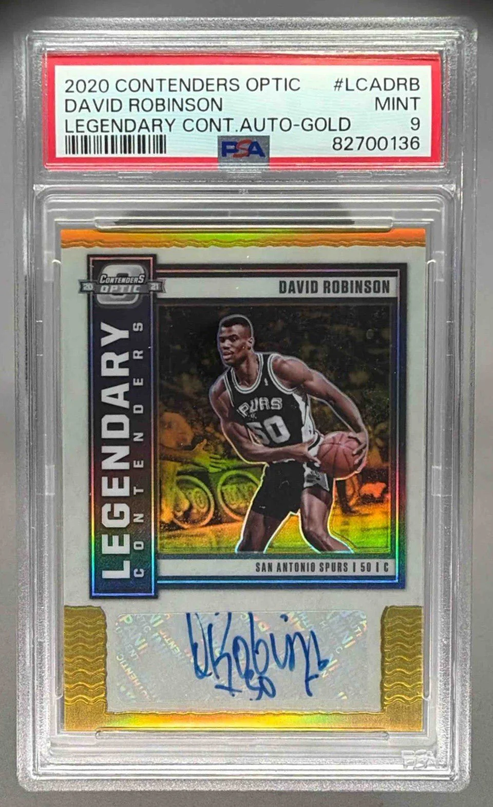 DAVID ROBINSON 2020 PANINI CONTENDERS OPTIC GOLD #/10 AUTO PSA 9 - SPURS