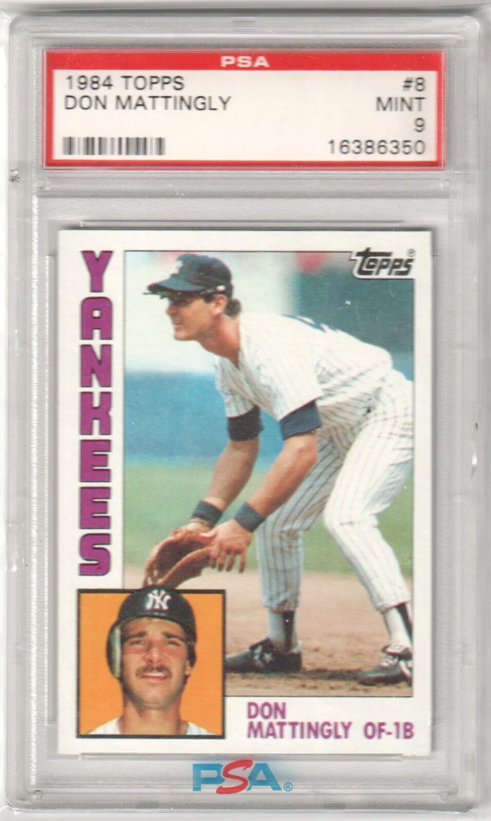 DON MATTINGLY 1984 Topps RC Rookie #8 PSA 9 MINT - YANKEES