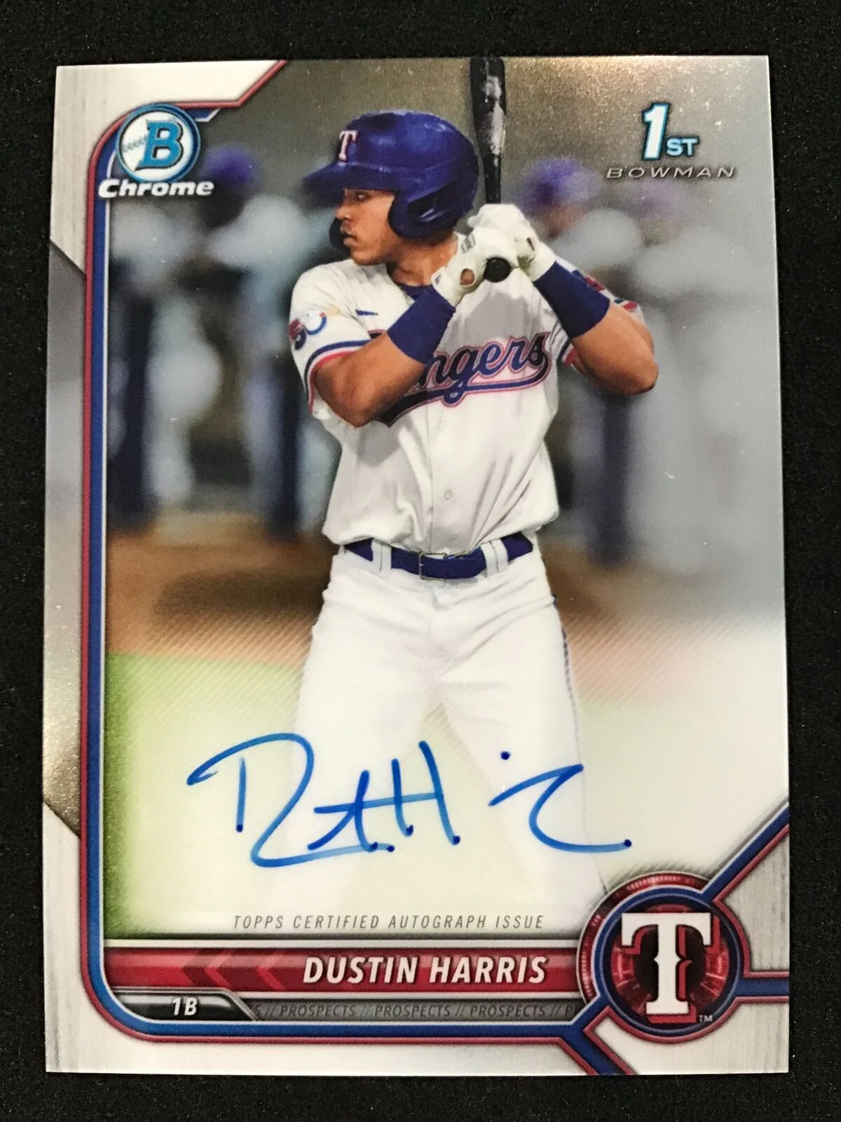 Dustin Harris 2022 Bowman Chrome 1st Prospects Autograph CPA-DHR Texas Rangers