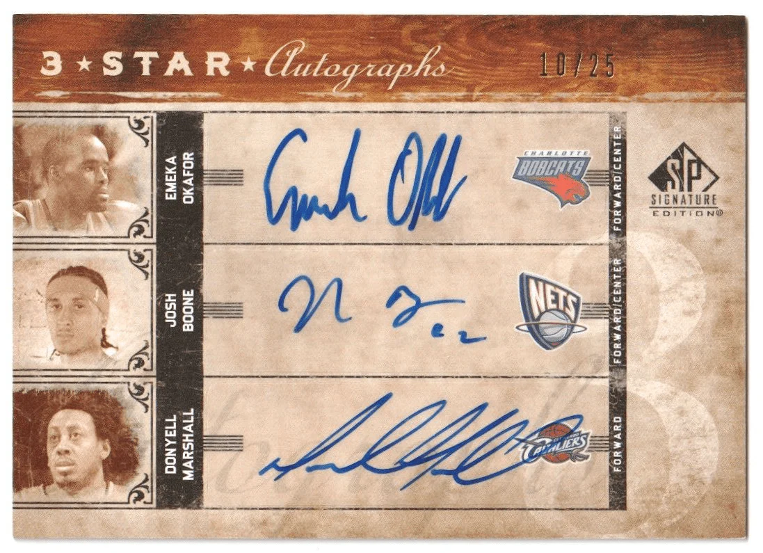 EMEKA OKAFOR JOSH BOONE DONYELL MARSHALL 2006-07 SP Signature Autograph Auto /25
