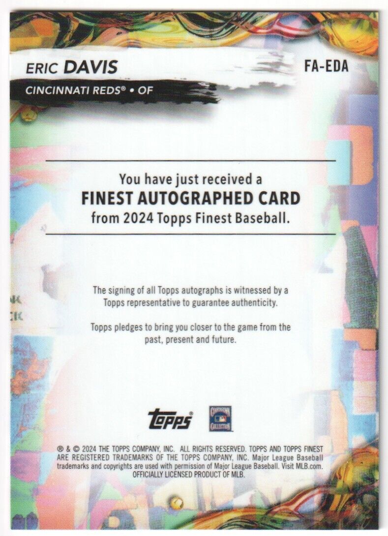 ERIC DAVIS 2024 Topps Finest Sky Blue Refractor Autograph Auto #/150 - Reds - Image 2