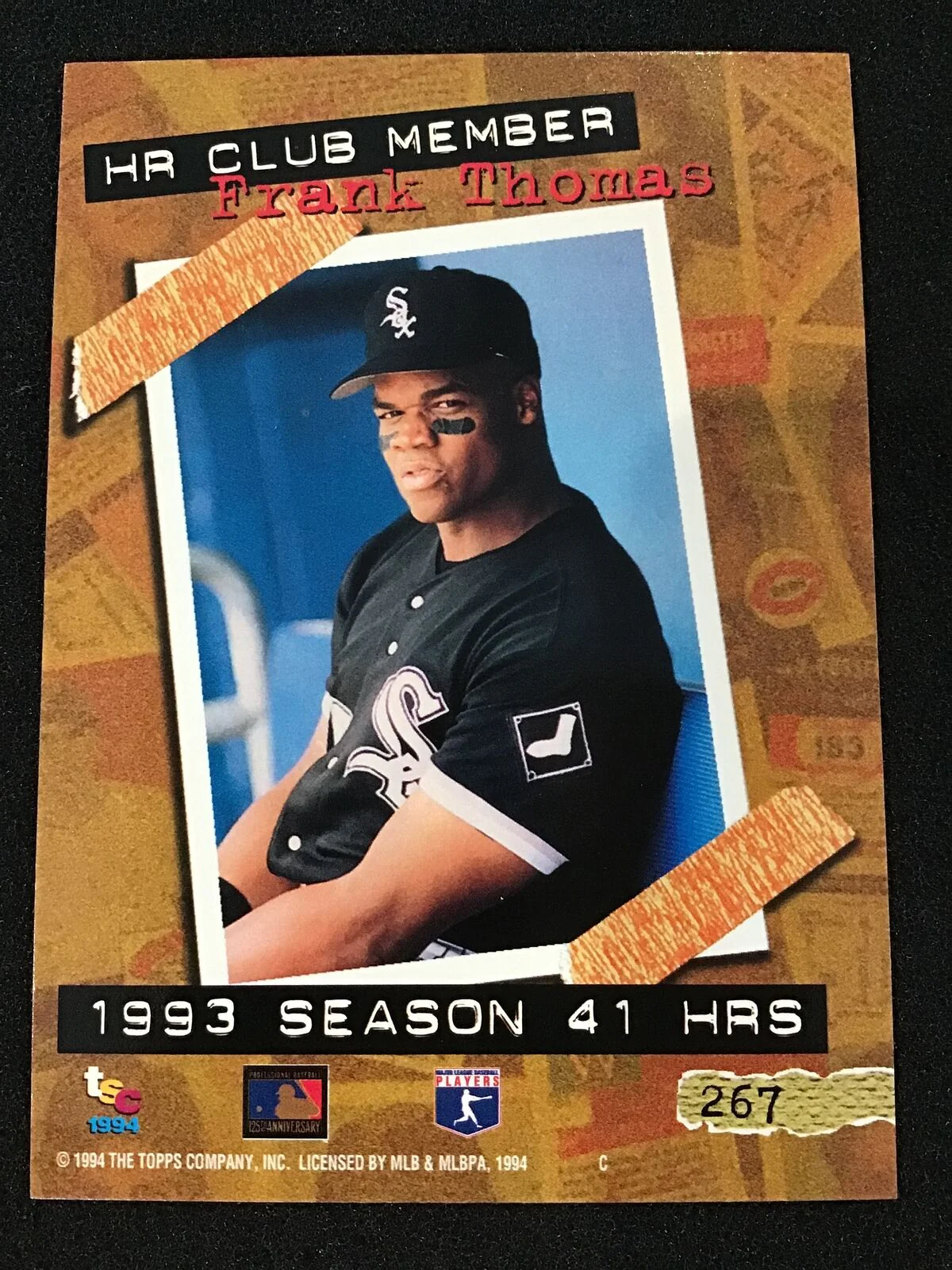 Frank Thomas 1994 Stadium Club 1st Day Issue #267 White Sox - Image 2