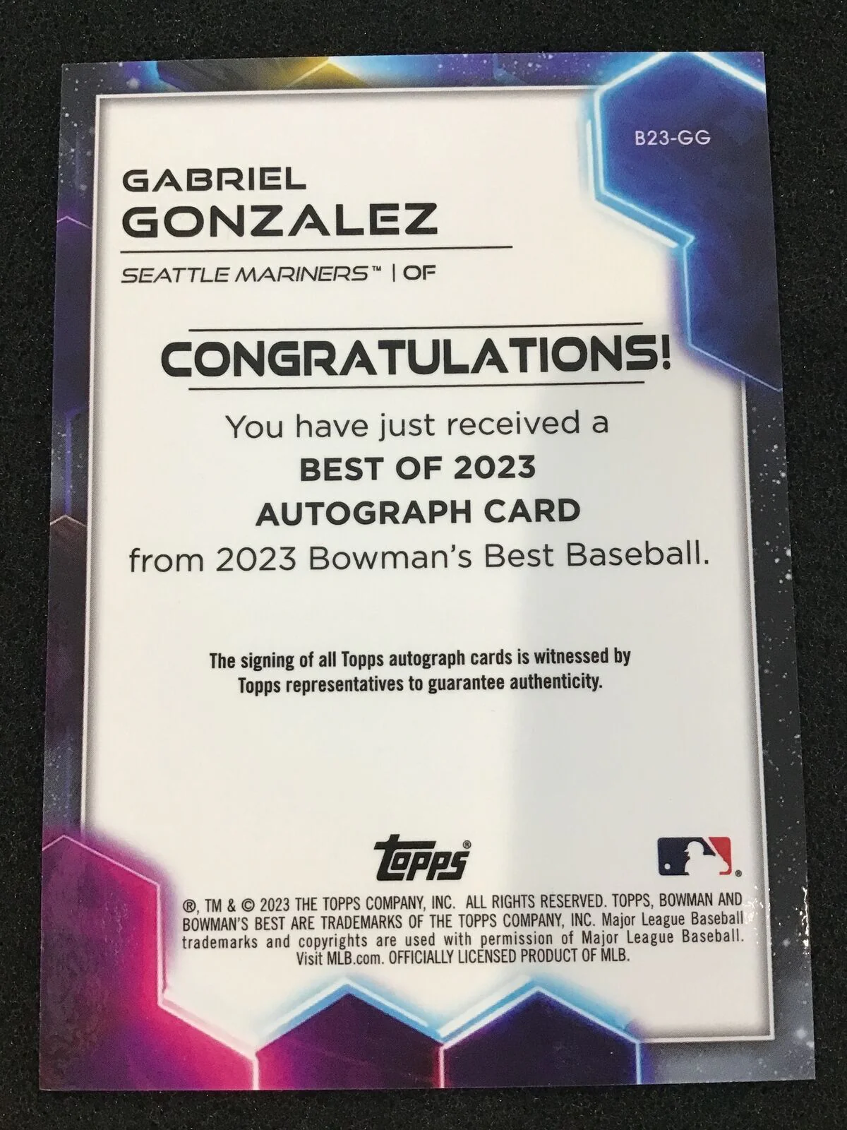 Gabriel Gonzalez 2023 Bowmans Best B23-GG Best of 2023 Auto Blue Refractor - Image 2