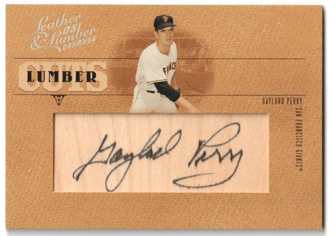 GAYLORD PERRY 2005 Donruss Leather & Lumber Autograph Auto Wood SP #/128 GIANTS