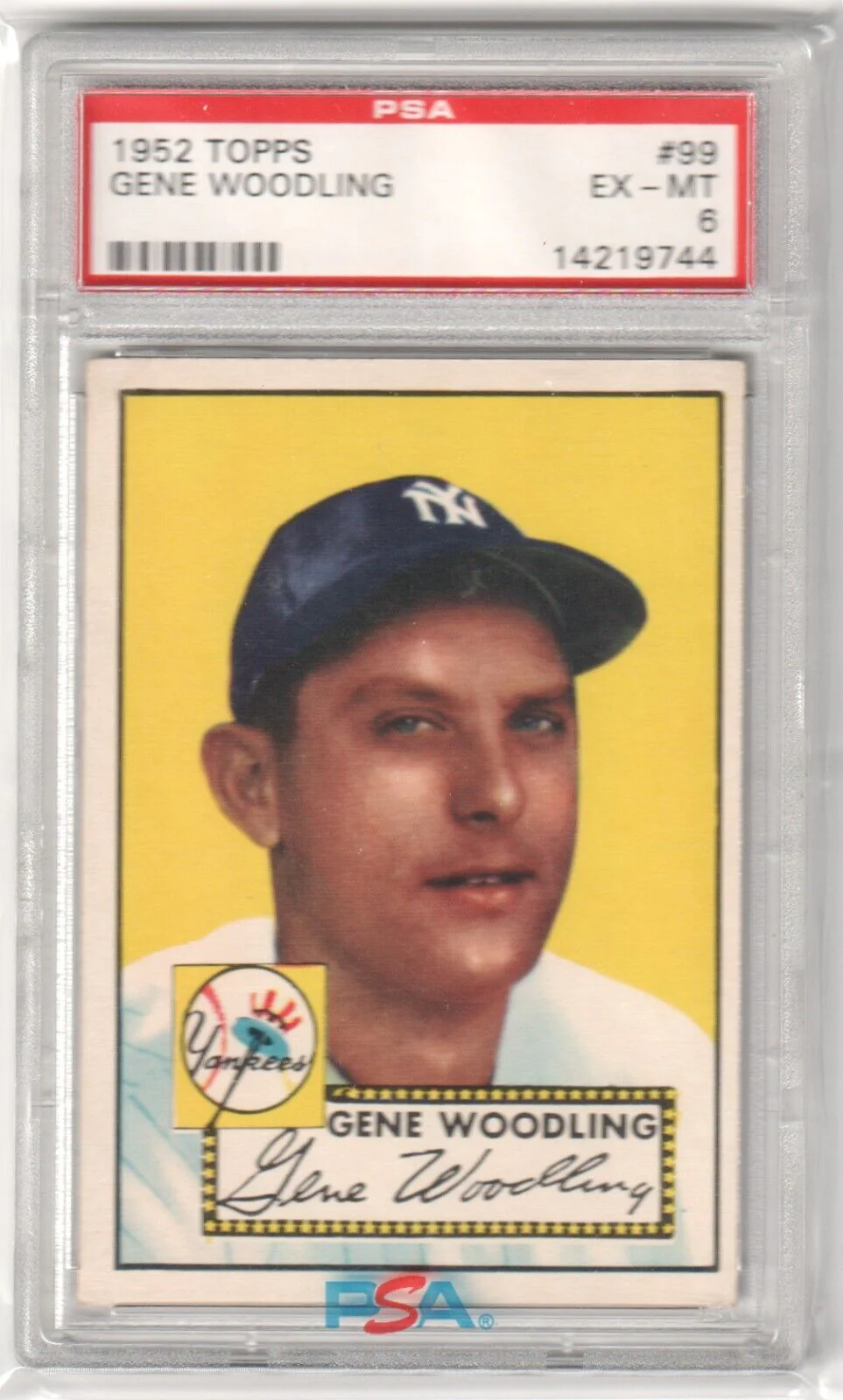 GENE WOODLING 1952 Topps #99 PSA 6 EX-MT - YANKEES