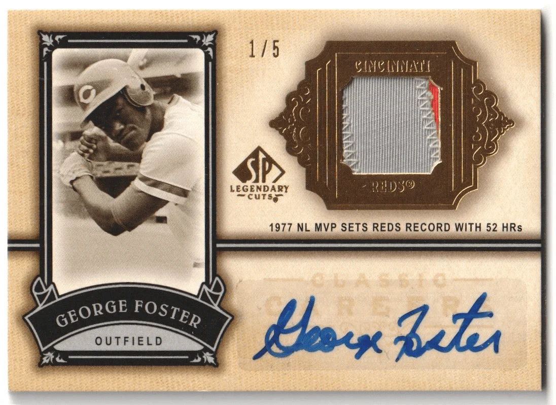 GEORGE FOSTER 2005 Upper Deck SP Legendary Cuts Autograph Auto Jersey #1/5 REDS